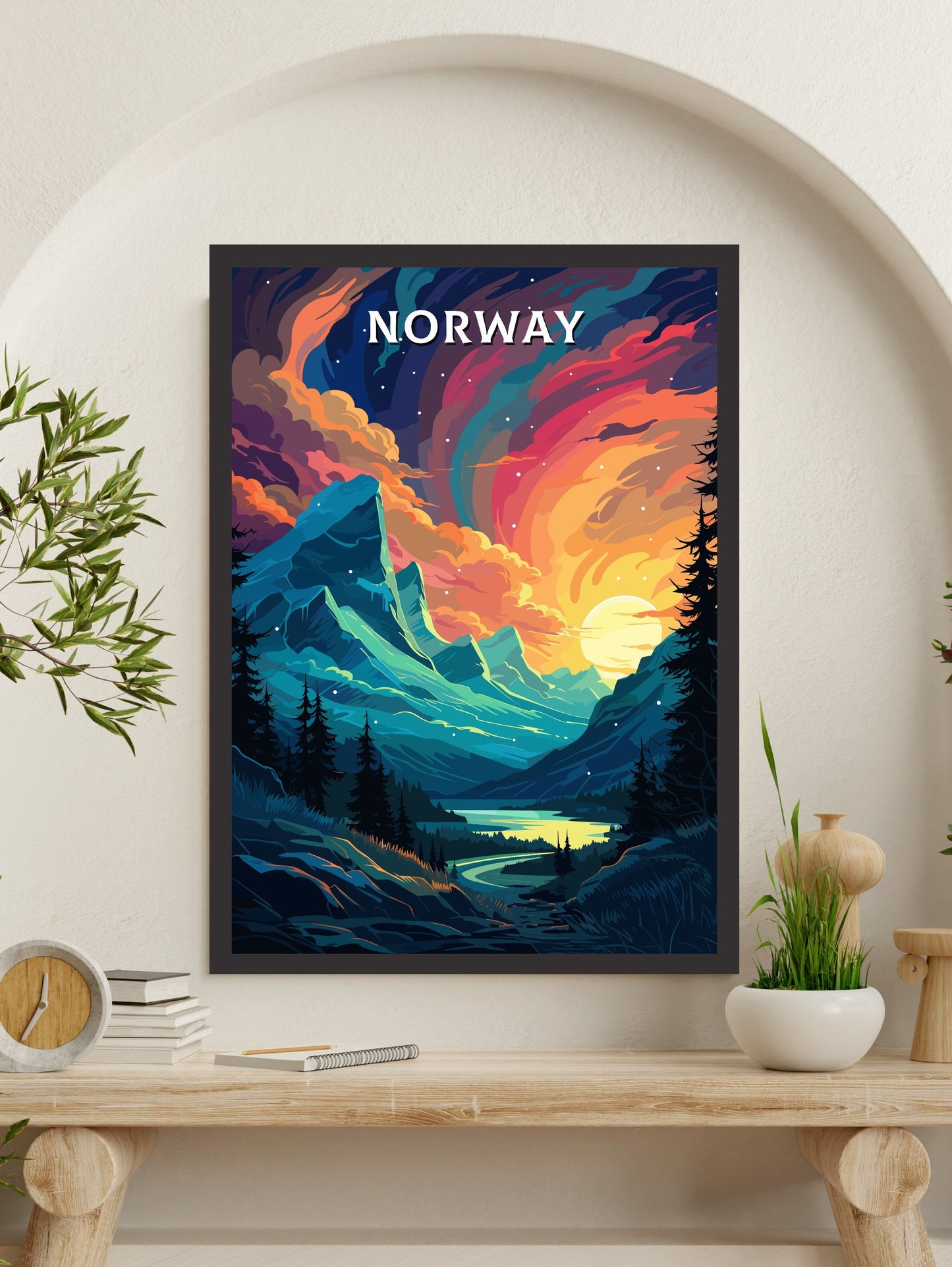 Norway Poster | Norway Travel Print| Norway Wall Art | Norway Print | Norway Travel Poster | Norway Fjords | Northern Lights Poster ID 560