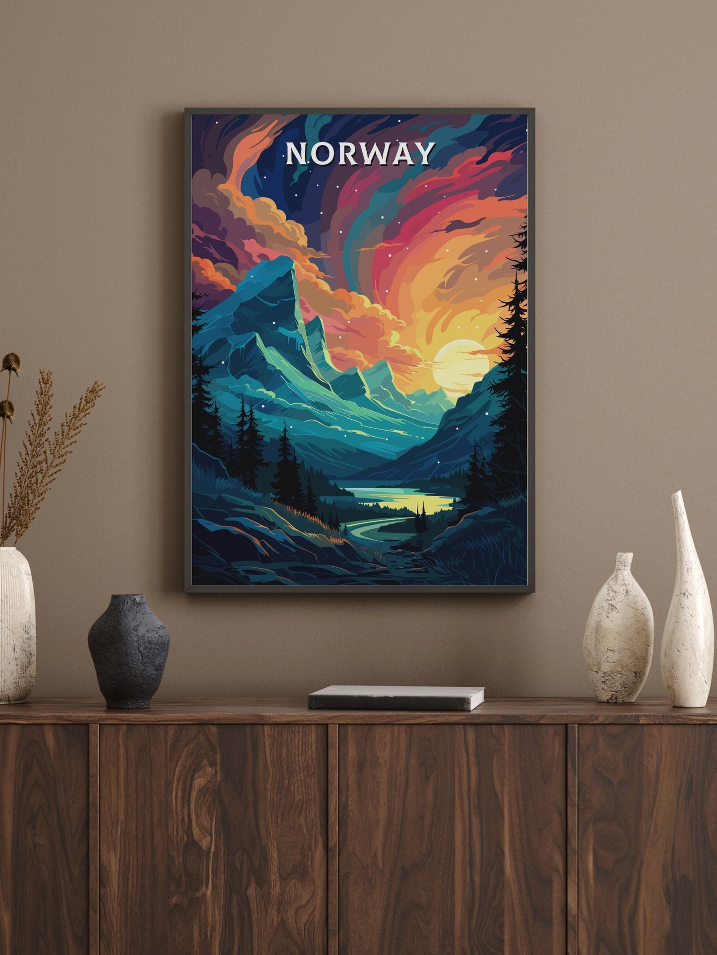 Norway Poster | Norway Travel Print| Norway Wall Art | Norway Print | Norway Travel Poster | Norway Fjords | Northern Lights Poster ID 560