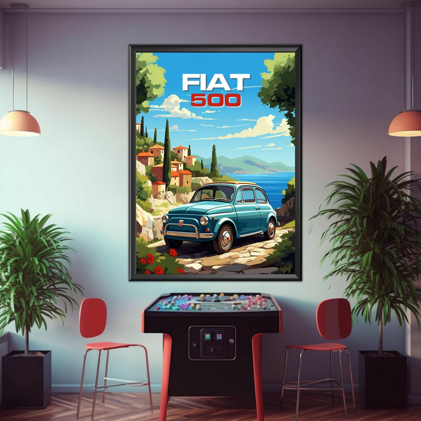 Fiat 500 Poster, Car Print, 1960s Car, Fiat 500 Print, Car Art, Classic car print, Italian Classic Print, Car Poster, Old-timer Print