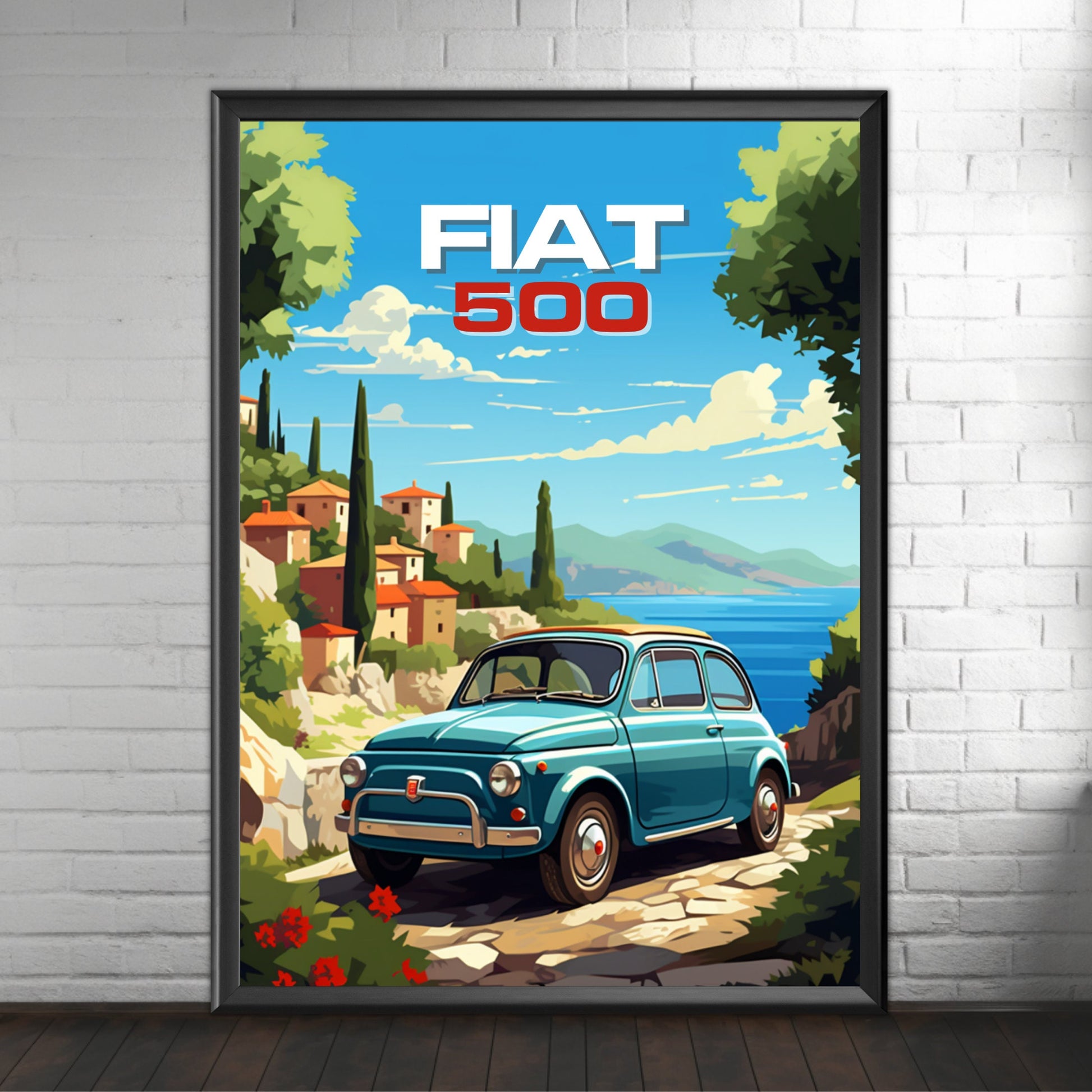 Fiat 500 Poster, Car Print, 1960s Car, Fiat 500 Print, Car Art, Classic car print, Italian Classic Print, Car Poster, Old-timer Print