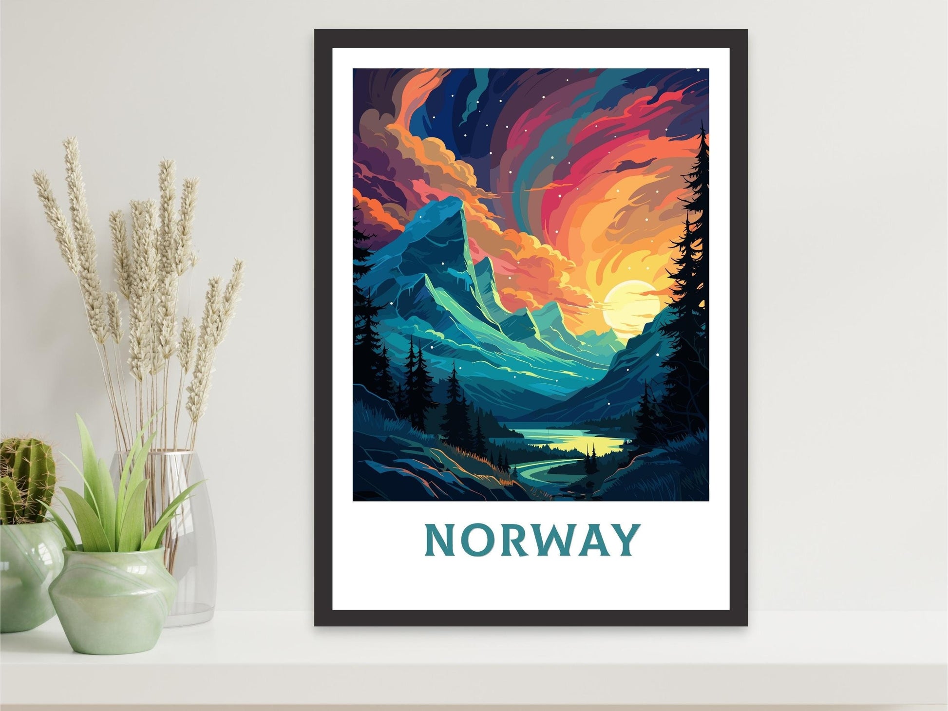 Norway Travel Print | Norway Poster | Norway Wall Art | Norway Print | Norway Travel Poster | Norway Fjords | Northern Lights Poster ID 561