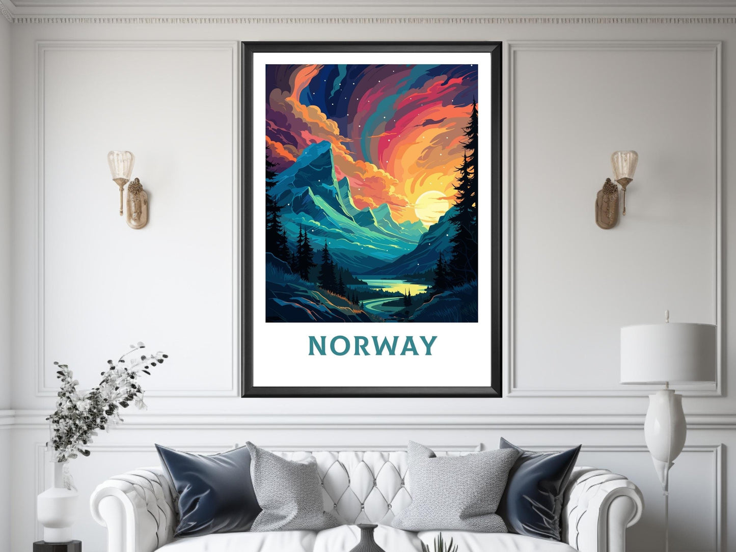 Norway Travel Print | Norway Poster | Norway Wall Art | Norway Print | Norway Travel Poster | Norway Fjords | Northern Lights Poster ID 561