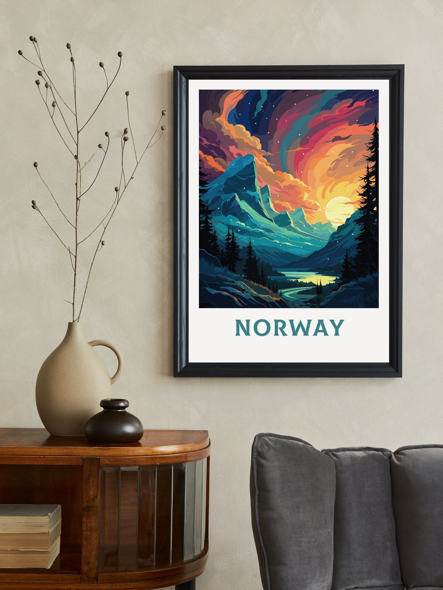 Norway Travel Print | Norway Poster | Norway Wall Art | Norway Print | Norway Travel Poster | Norway Fjords | Northern Lights Poster ID 561