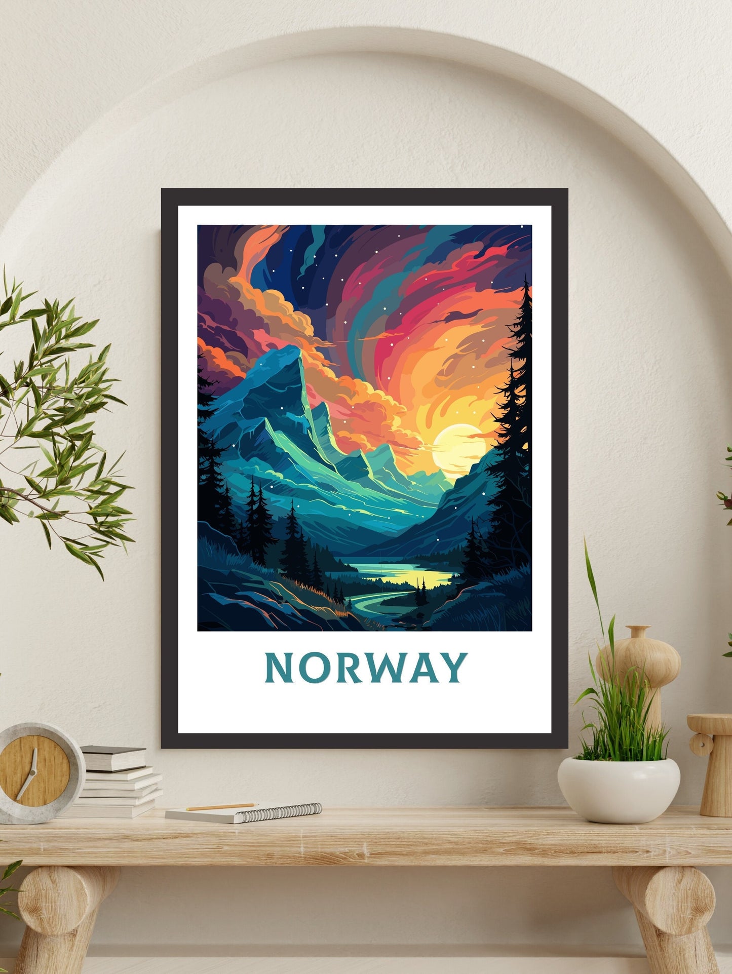 Norway Travel Print | Norway Poster | Norway Wall Art | Norway Print | Norway Travel Poster | Norway Fjords | Northern Lights Poster ID 561