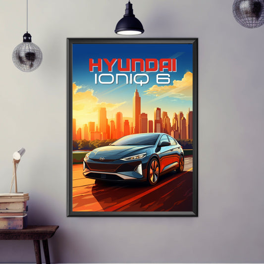 Hyundai Ioniq 6 Poster, Hyundai Ioniq 6 Print, 2010s Car, Electric Vehicle Print, Car Print, Car Poster, Car Art, Electric Car Print