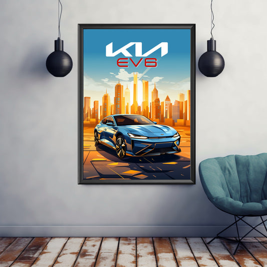 Kia EV6 Poster, Kia EV6 Print, 2020s Car, Electric Vehicle Print, Car Print, Car Poster, Car Art, Electric Car Print, Modern Classic Car