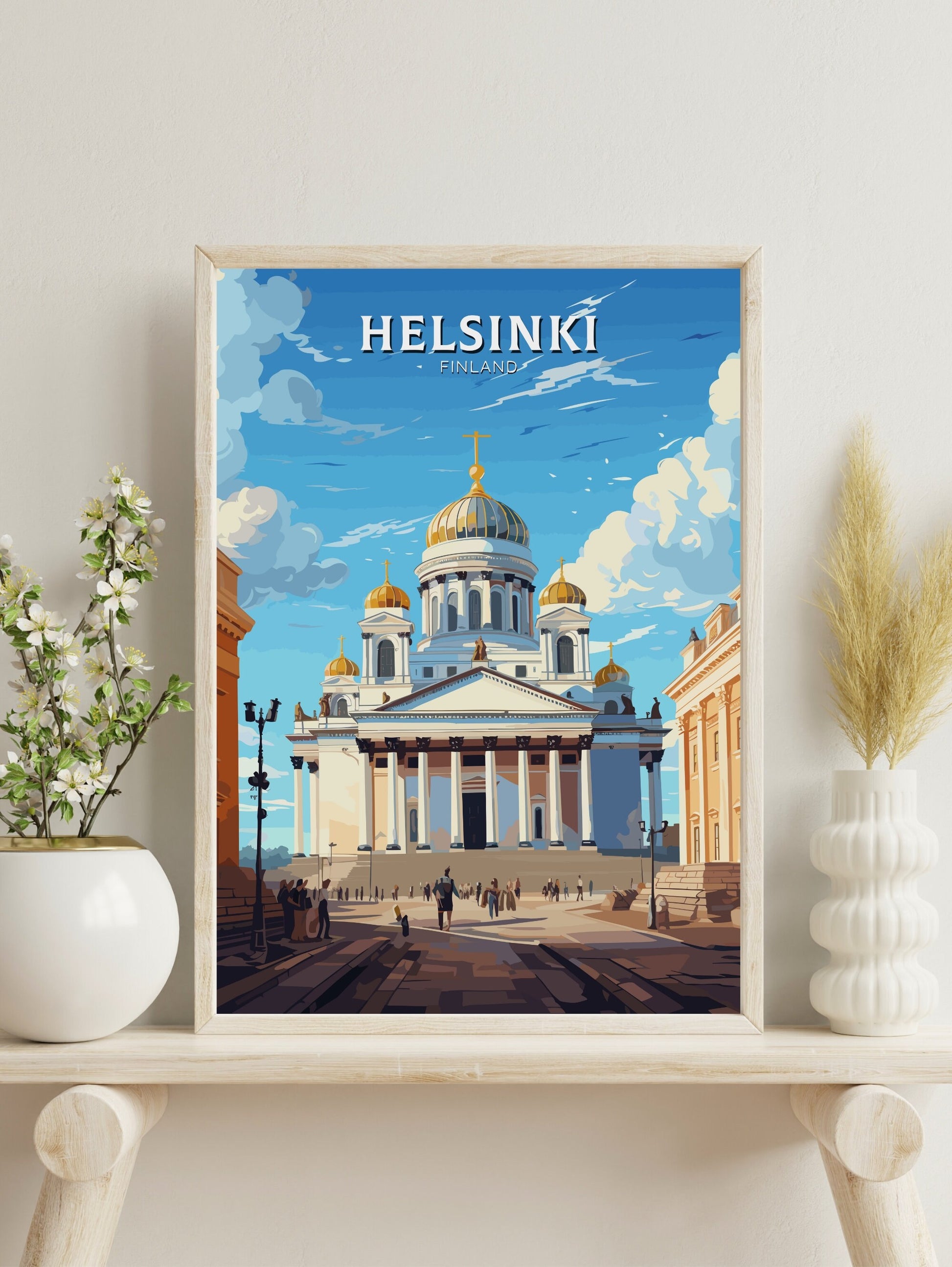 Helsinki Poster | Helsinki Print | Helsinki Art | Helsinki Travel Poster | Helsinki Illustration | Finland Print | Helsinki Cathedral ID 562