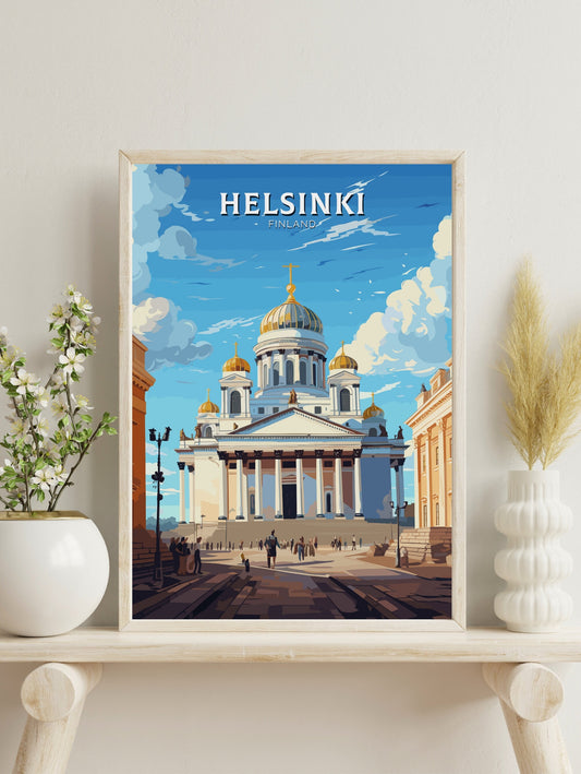 Helsinki Poster | Helsinki Print | Helsinki Art | Helsinki Travel Poster | Helsinki Illustration | Finland Print | Helsinki Cathedral ID 562