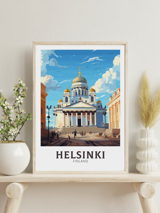 Helsinki Print | Helsinki Poster | Helsinki Art | Helsinki Travel Poster | Helsinki Illustration | Finland Print | Helsinki Cathedral ID 563