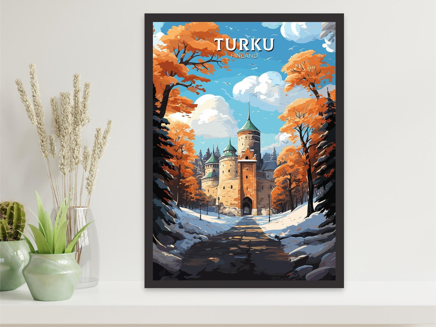 Turku Poster | Turku Print | Turku Art | Turku Travel Print | Turku Illustration | Turku Finland Print | Turku Castle Finland ID 566