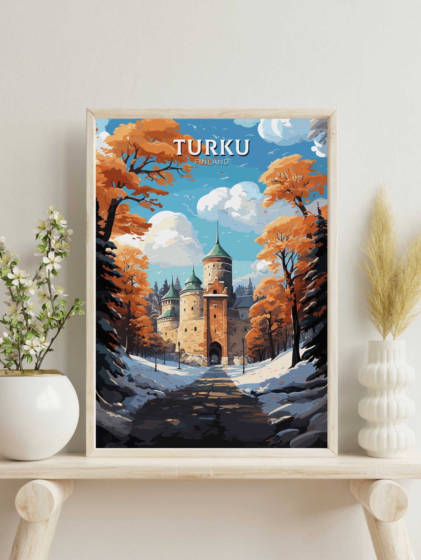 Turku Poster | Turku Print | Turku Art | Turku Travel Print | Turku Illustration | Turku Finland Print | Turku Castle Finland ID 566