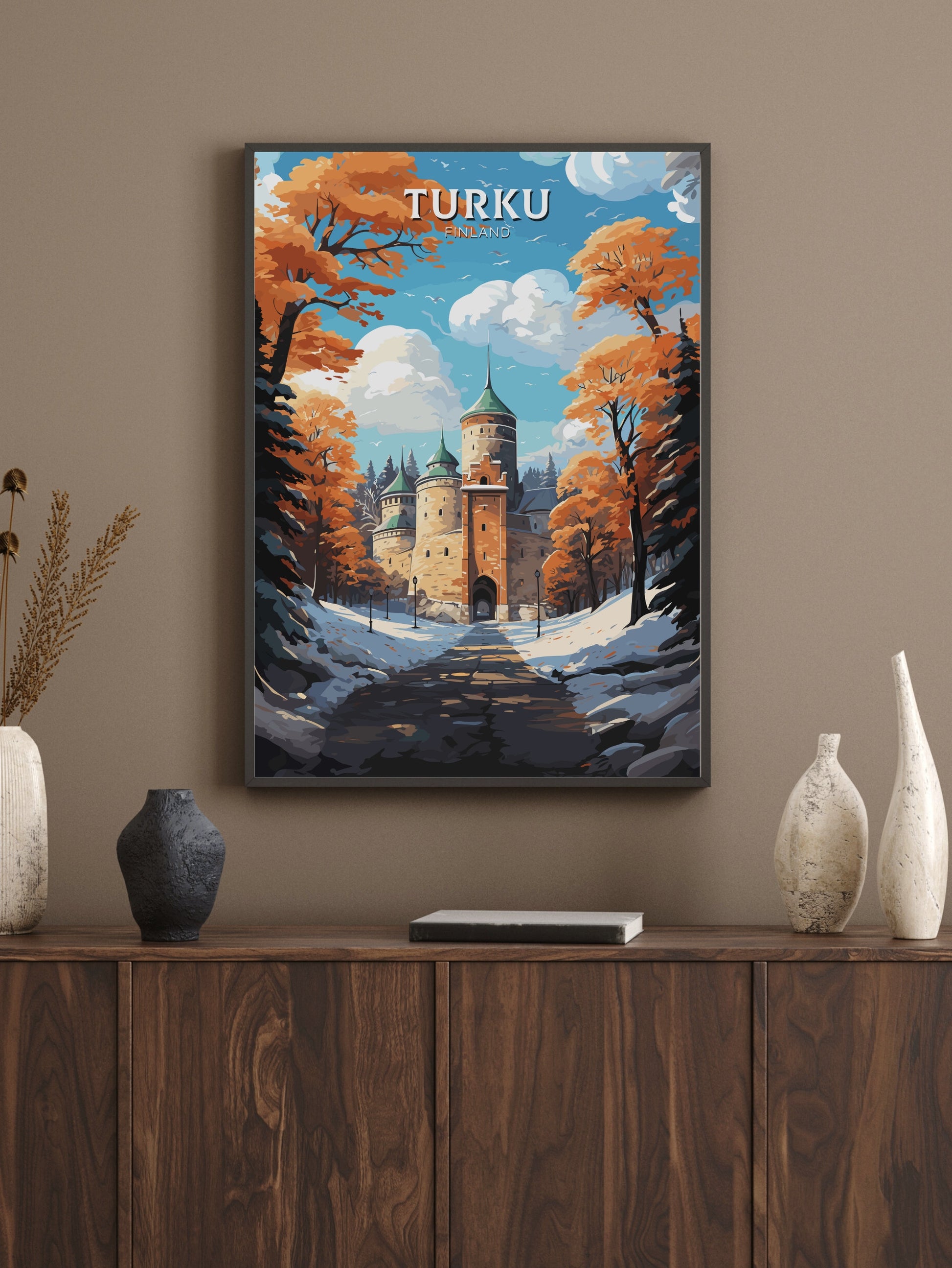 Turku Poster | Turku Print | Turku Art | Turku Travel Print | Turku Illustration | Turku Finland Print | Turku Castle Finland ID 566