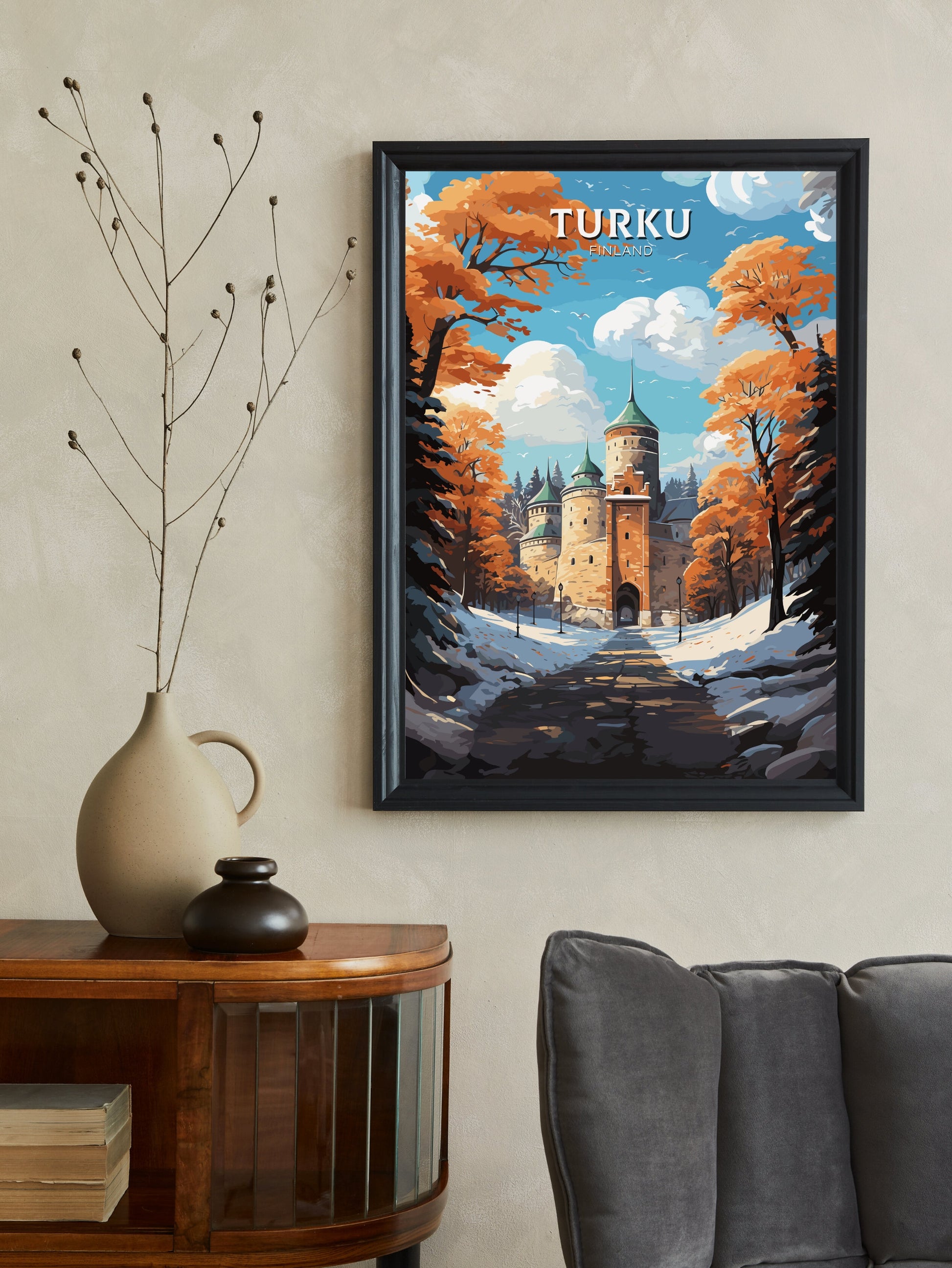 Turku Poster | Turku Print | Turku Art | Turku Travel Print | Turku Illustration | Turku Finland Print | Turku Castle Finland ID 566