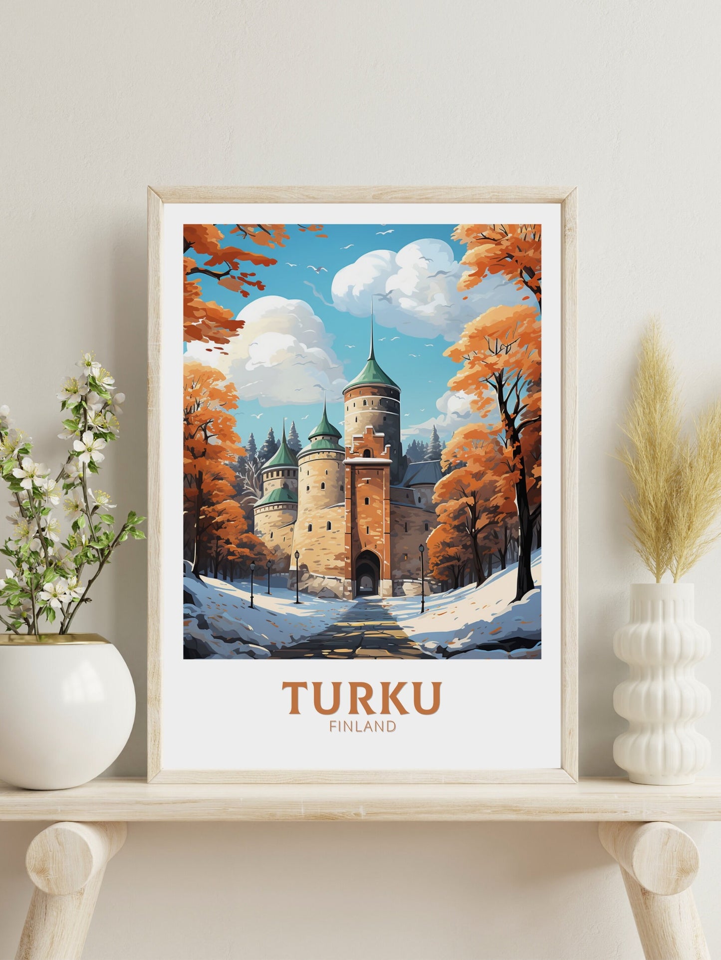 Turku Travel Print | Turku Poster | Turku Print | Turku Art | Turku Illustration | Turku Finland Print | Turku Castle Finland ID 567