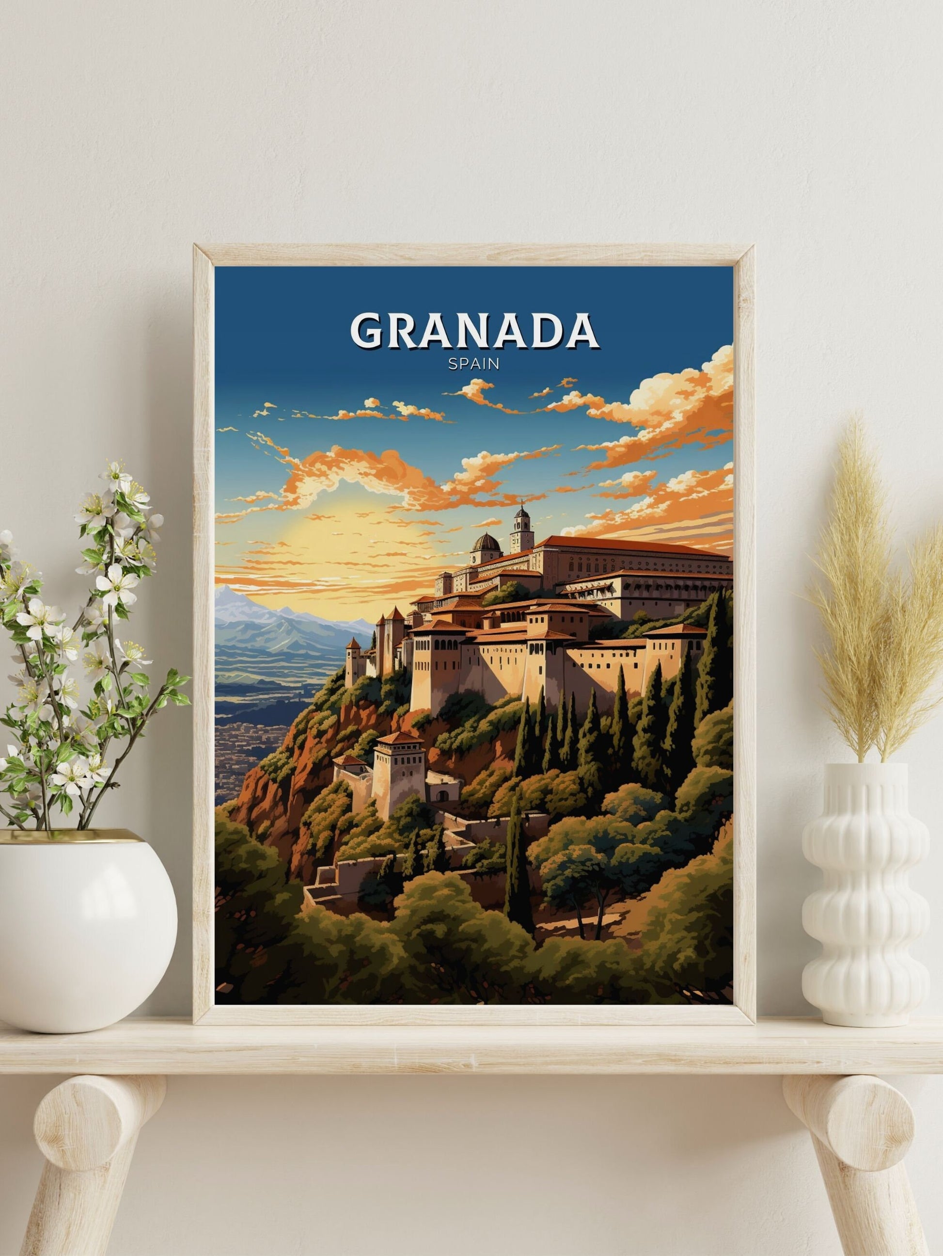 Granada Print | Granada Travel Poster | Granada Illustration | Granada Wall Art | Spain Print | Granada Spain Painting | Granada Art ID 600