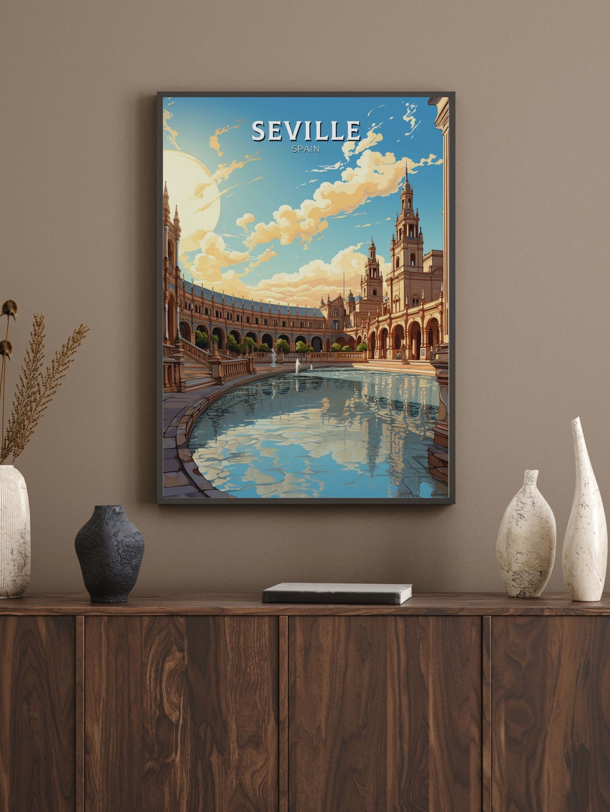 Seville Travel Print | Seville Illustration | Seville Wall Art | Spain Print | Seville Print Design | Seville Spain Painting | ID 601