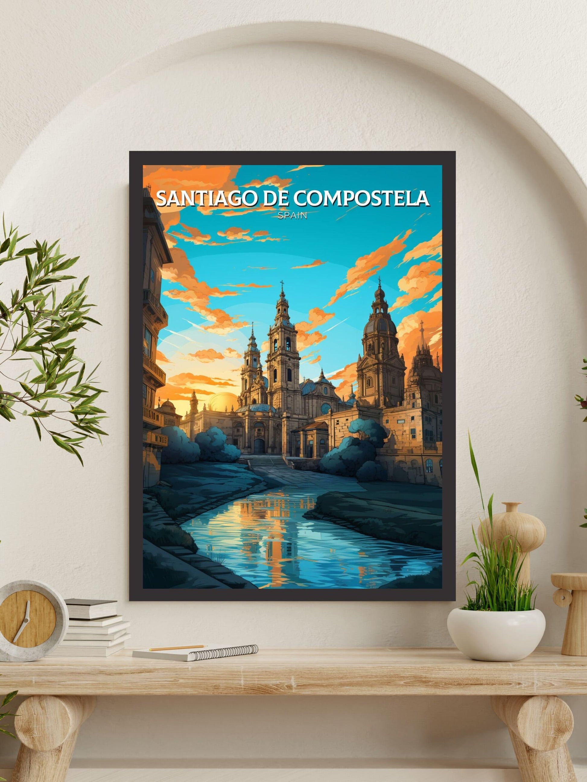 Santiago de Compostela Print | Santiago de Compostela pilgrimage | Compostela Cathedral | Spain Print | Compostela Spain Painting | ID 602