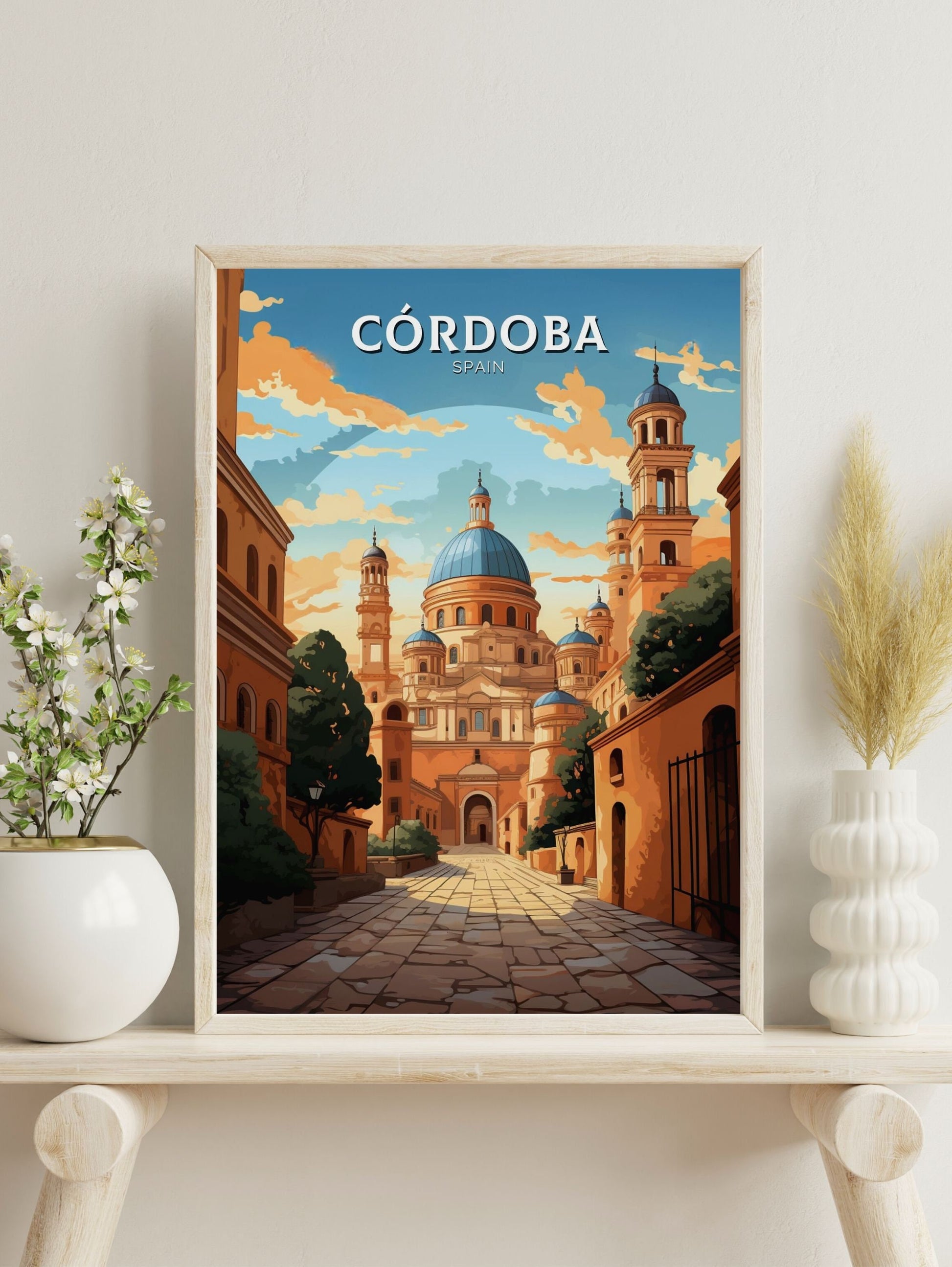 Cordoba Print | Cordoba Travel Poster | Cordoba Illustration | Cordoba Wall Art | Spain Print | Cordoba Spain Painting | ID 603