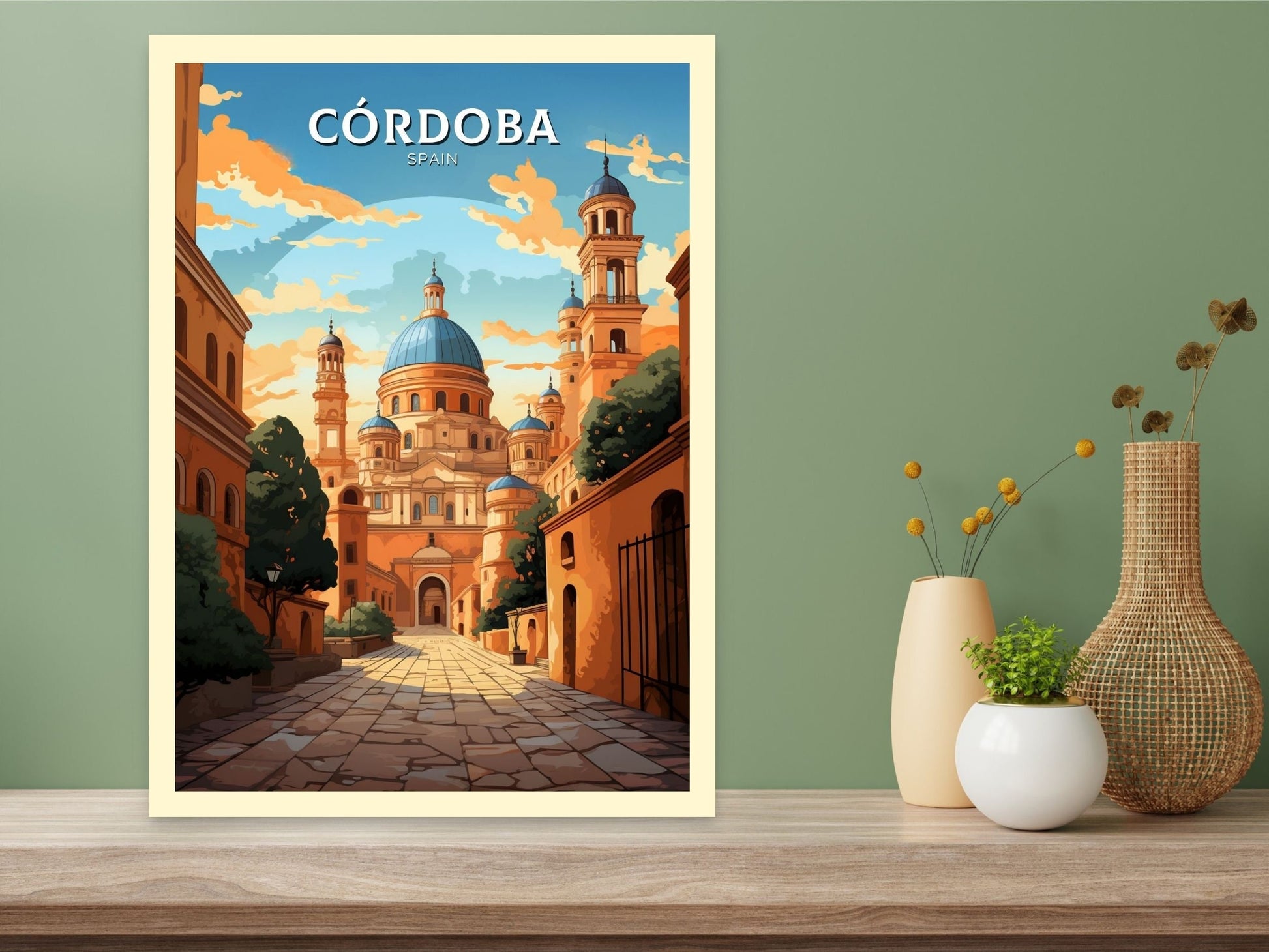 Cordoba Print | Cordoba Travel Poster | Cordoba Illustration | Cordoba Wall Art | Spain Print | Cordoba Spain Painting | ID 603