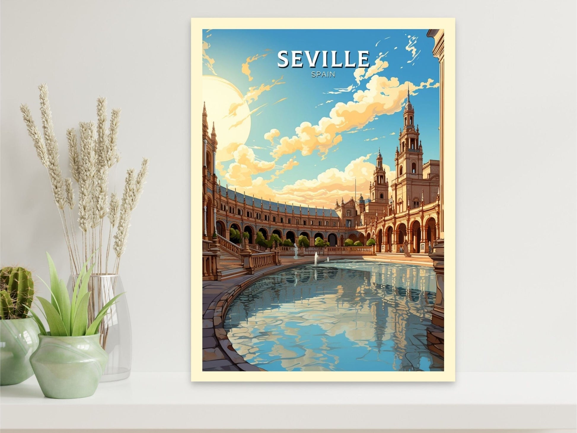 Seville Travel Print | Seville Illustration | Seville Wall Art | Spain Print | Seville Print Design | Seville Spain Painting | ID 601