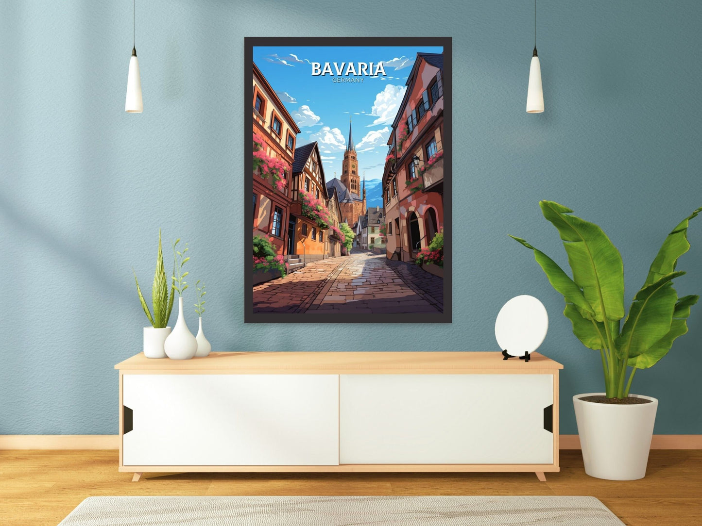 Bavaria Poster | Bavaria Illustration | Bavaria Wall Art | Bavaria Print | Germany Poster Design | Bavaria Poster | Romantic Road | ID 604