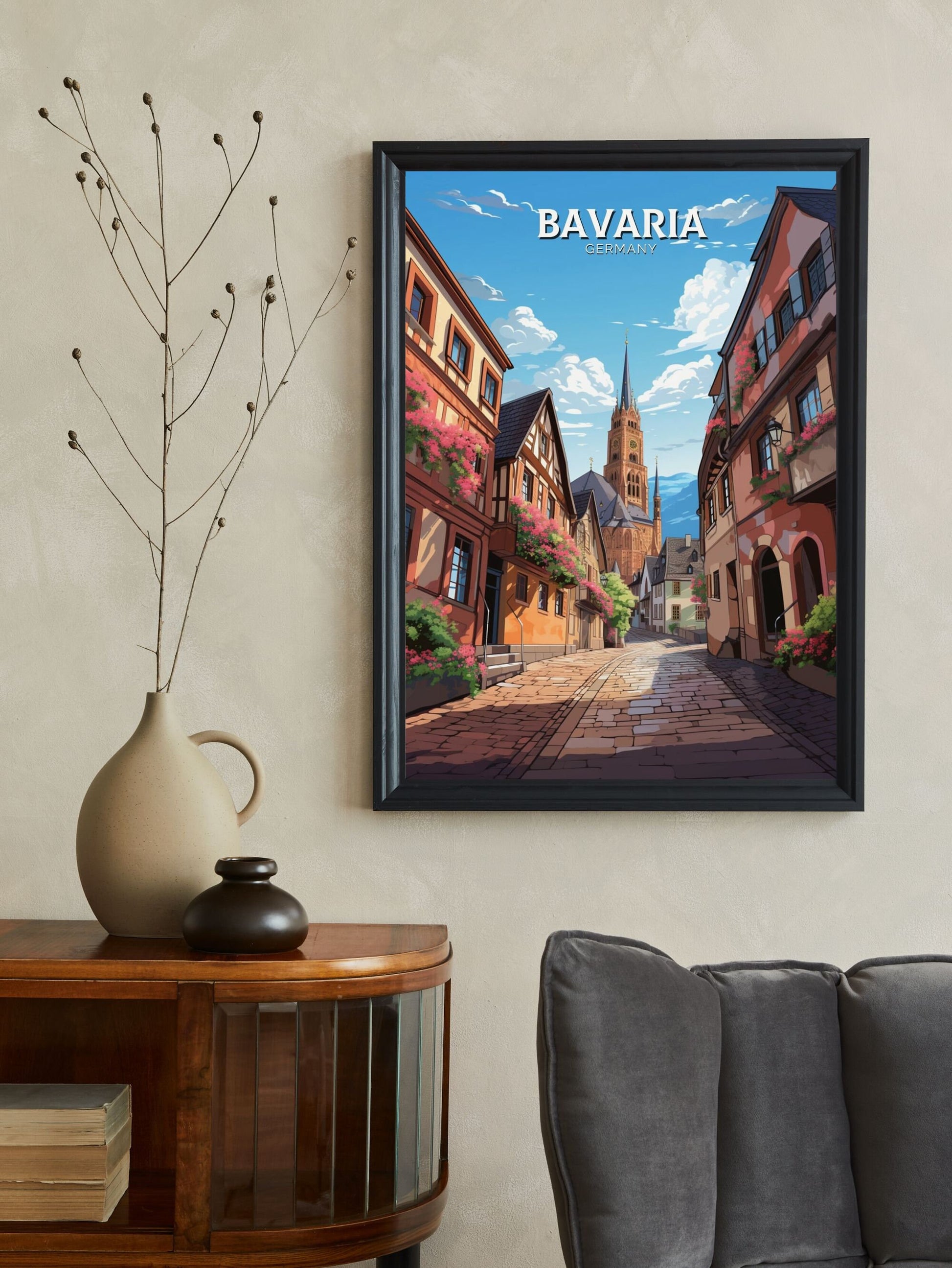 Bavaria Poster | Bavaria Illustration | Bavaria Wall Art | Bavaria Print | Germany Poster Design | Bavaria Poster | Romantic Road | ID 604