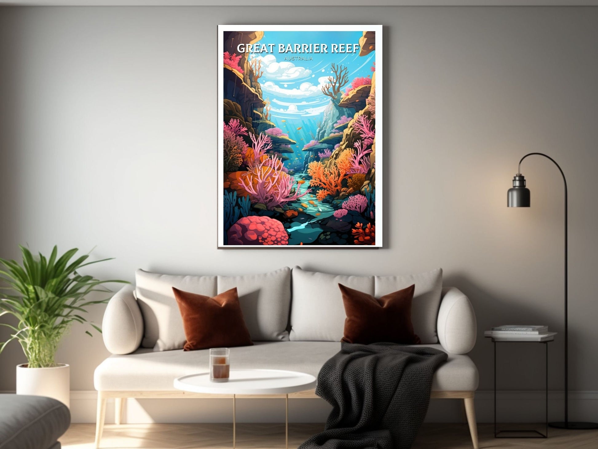 Great Barrier Reef Travel Poster | Barrier Reef Print | Reef Illustration | Australia Print | Australia Poster | Queensland Poster | ID 615