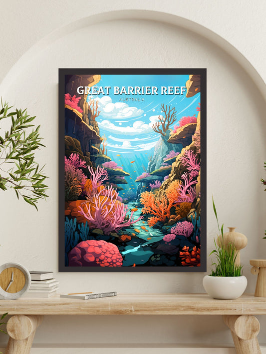 Great Barrier Reef Travel Poster | Barrier Reef Print | Reef Illustration | Australia Print | Australia Poster | Queensland Poster | ID 615
