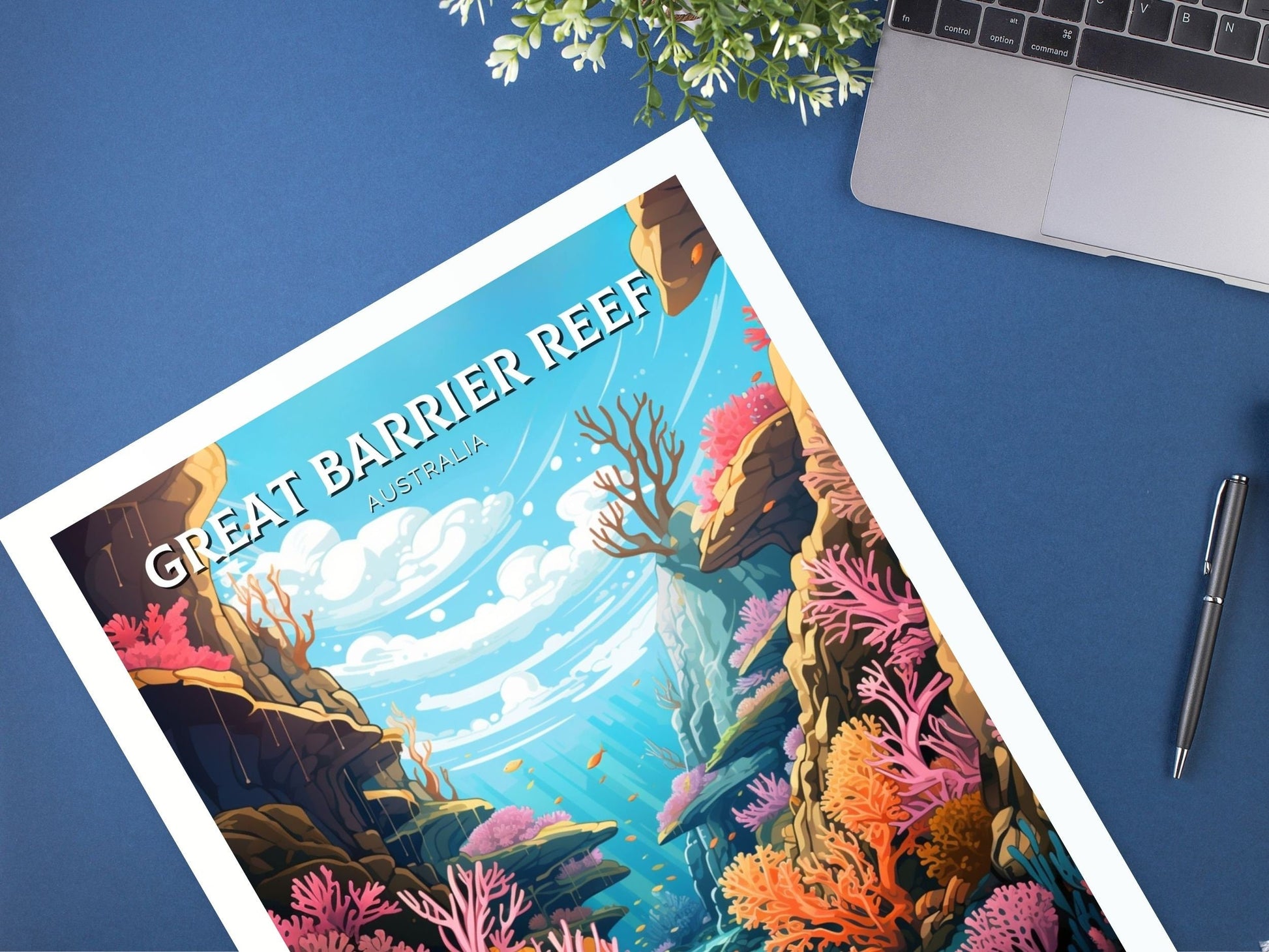 Great Barrier Reef Travel Poster | Barrier Reef Print | Reef Illustration | Australia Print | Australia Poster | Queensland Poster | ID 615