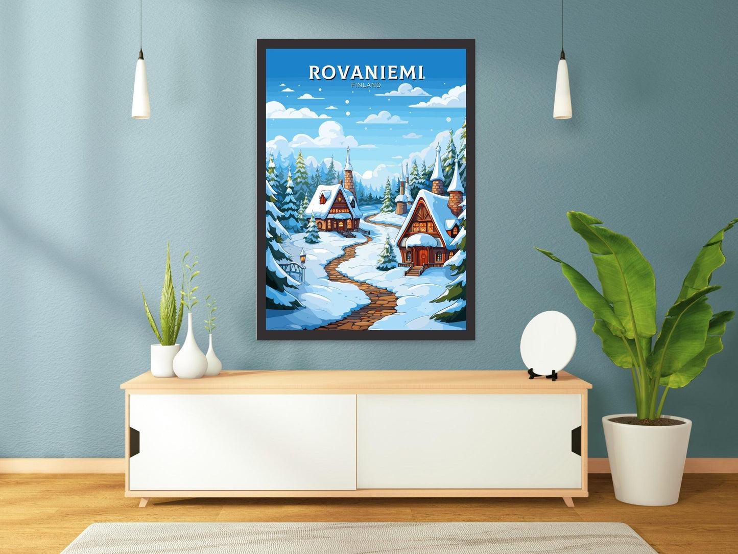 Rovaniemi Travel Print | Rovaniemi Poster | Rovaniemi Print | Rovaniemi Illustration | Finland Poster | Santa Claus Village ID 568