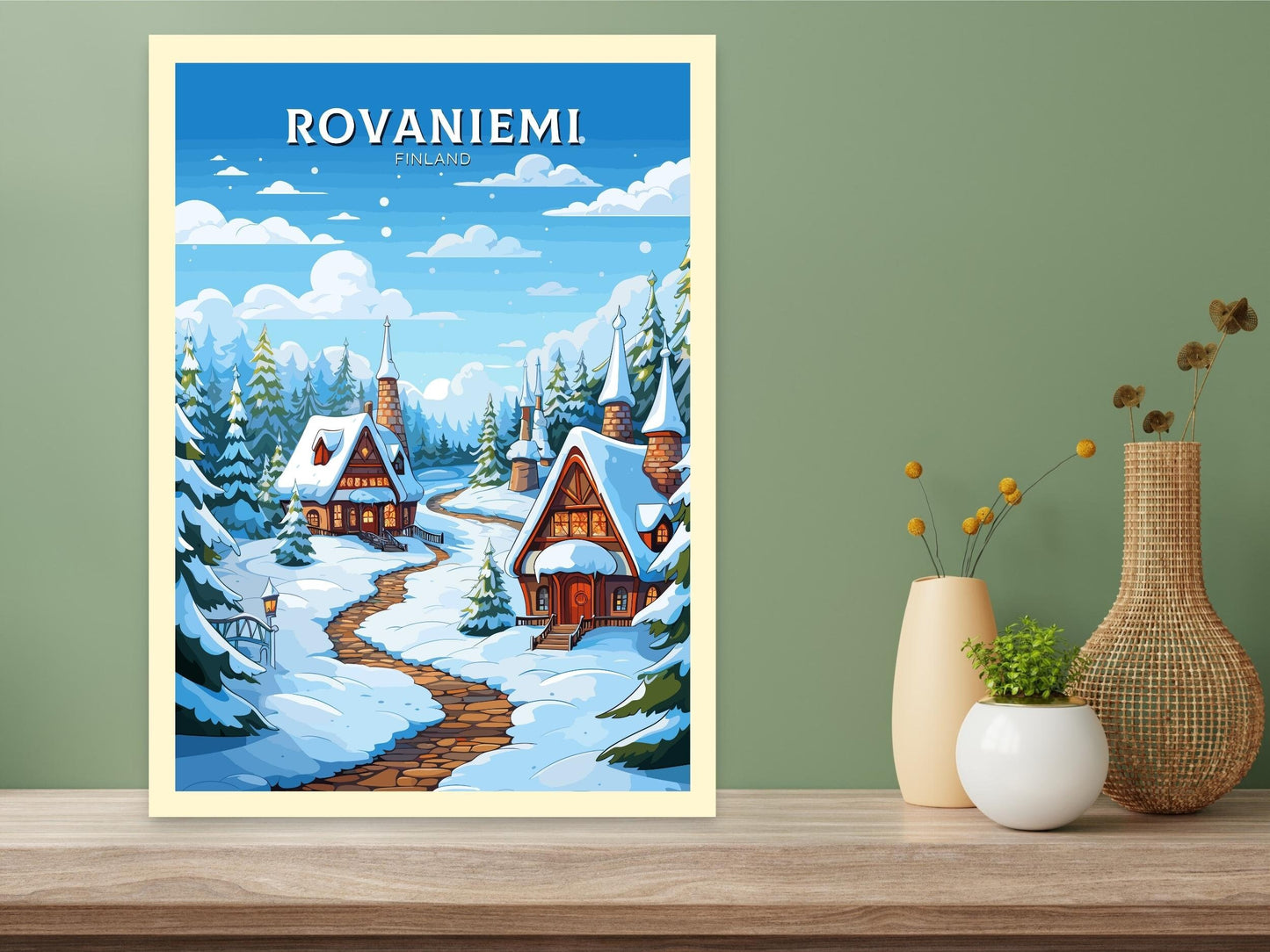 Rovaniemi Travel Print | Rovaniemi Poster | Rovaniemi Print | Rovaniemi Illustration | Finland Poster | Santa Claus Village ID 568