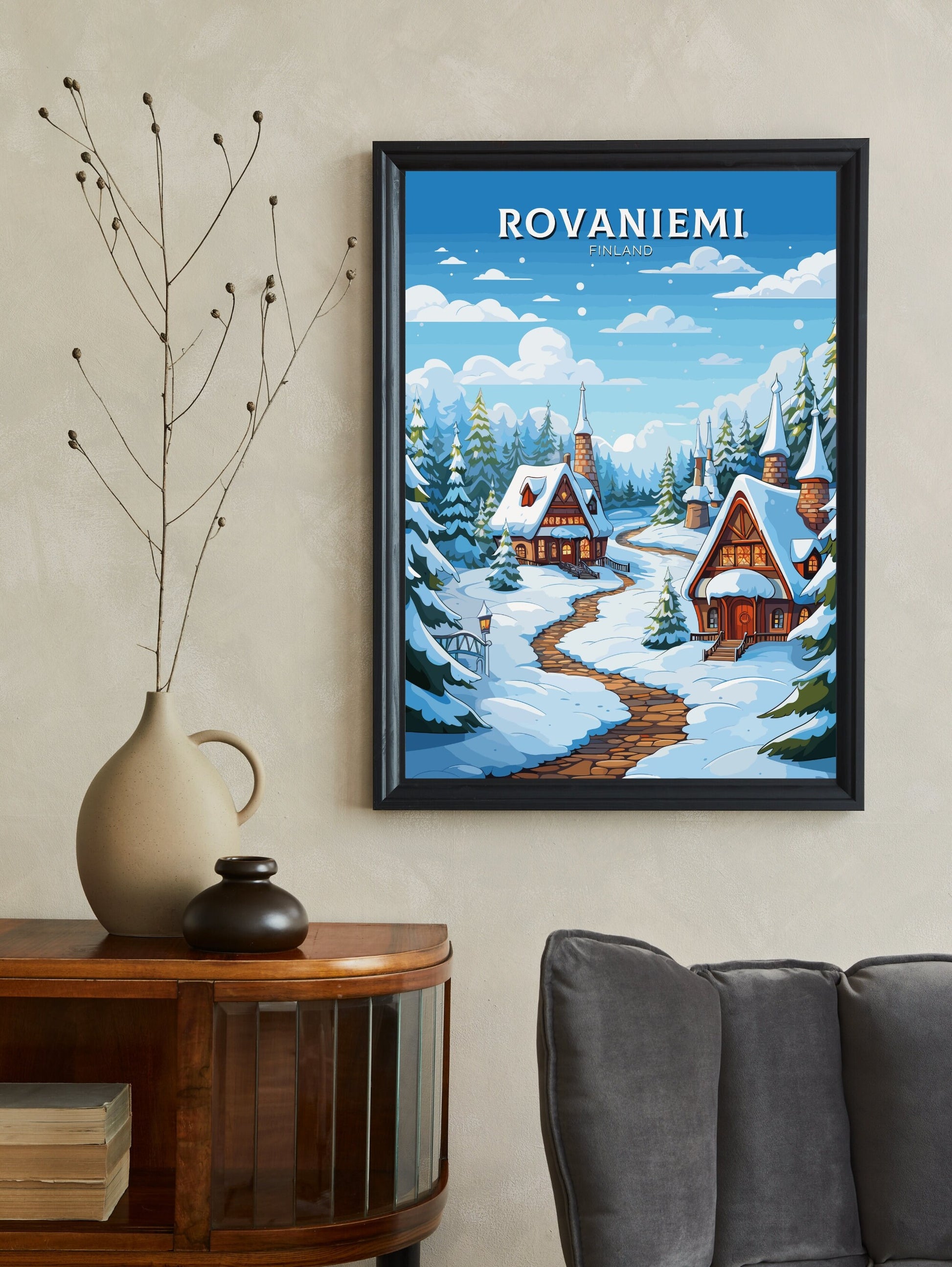 Rovaniemi Travel Print | Rovaniemi Poster | Rovaniemi Print | Rovaniemi Illustration | Finland Poster | Santa Claus Village ID 568