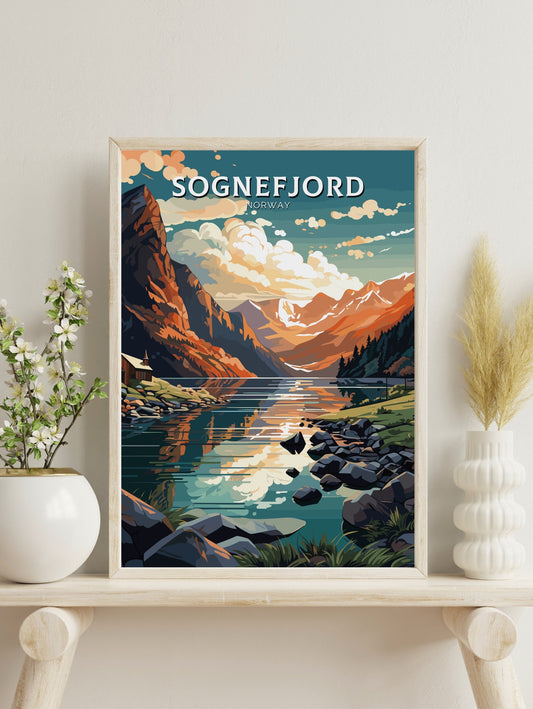 Sognefjord Travel Print | Norway Poster | Sognefjord Wall Art | Sognefjord Print | Sognefjord Travel Poster | Norway Fjords | ID 570