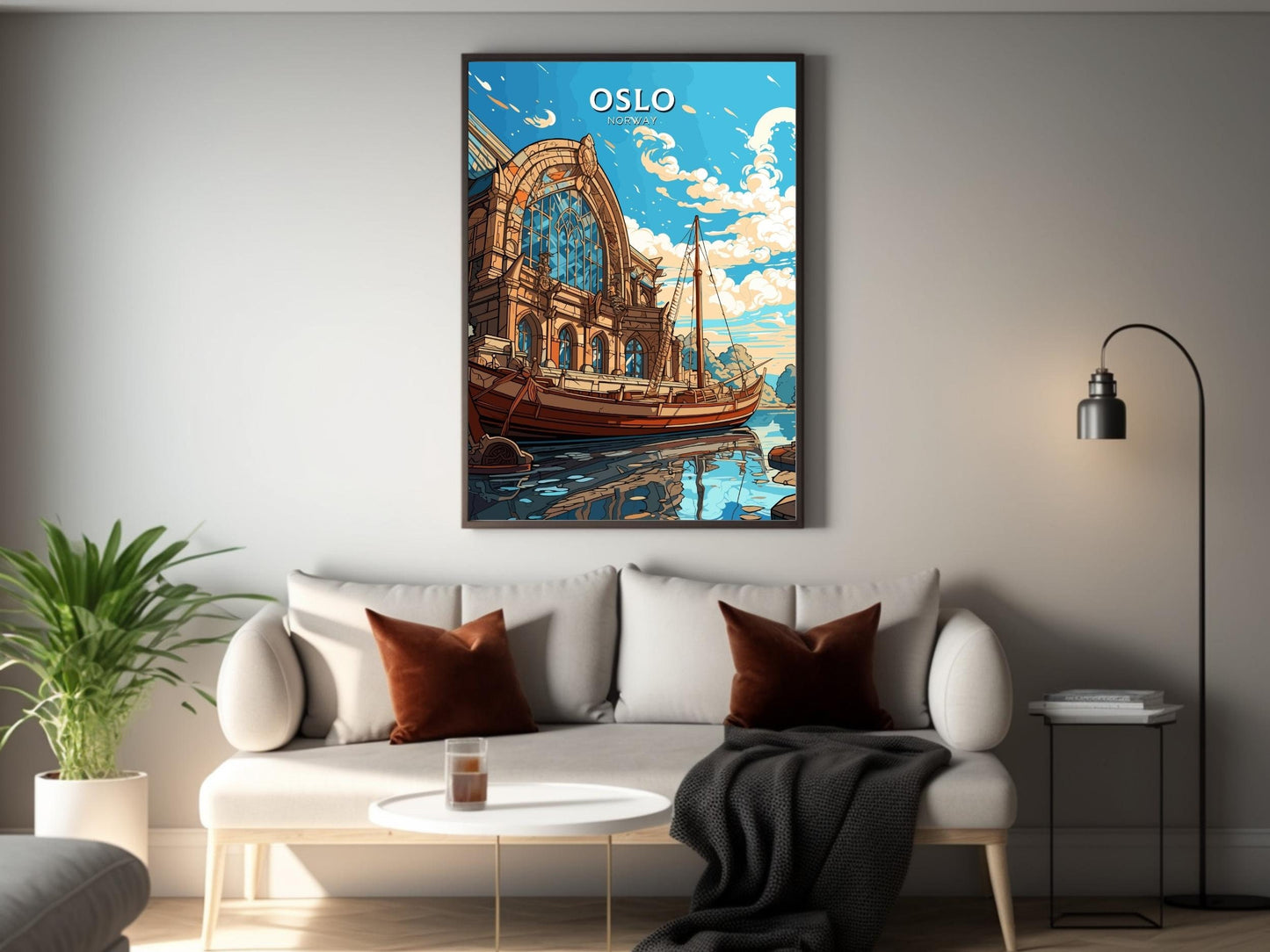 Oslo Poster | Oslo Print | Oslo Norway | Oslo Wall Art | Illustration | Travel Gift | Norway Print | Norway Art | Viking Ship Museum ID 572