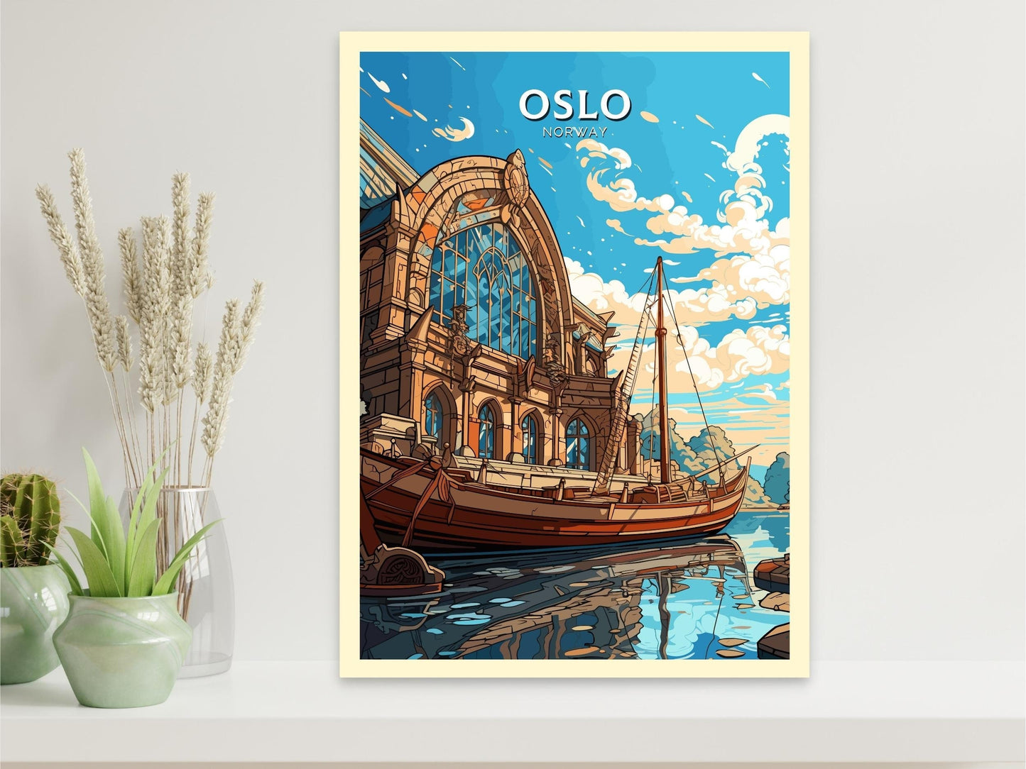 Oslo Poster | Oslo Print | Oslo Norway | Oslo Wall Art | Illustration | Travel Gift | Norway Print | Norway Art | Viking Ship Museum ID 572