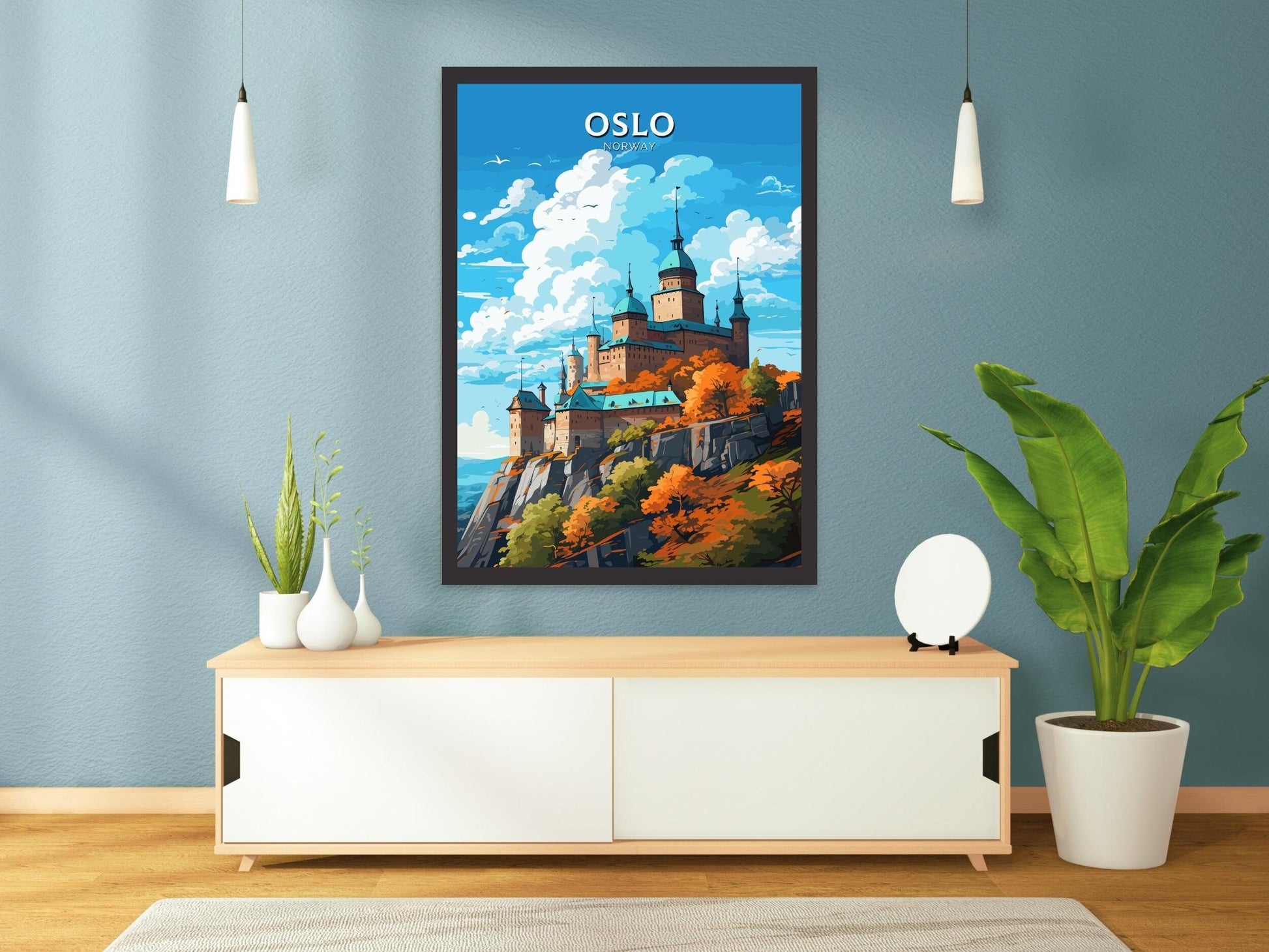 Oslo Print | Oslo Poster | Oslo Norway | Oslo Wall Art | Illustration | Travel Gift | Norway Print | Norway Art | Akershus Fortress ID 574