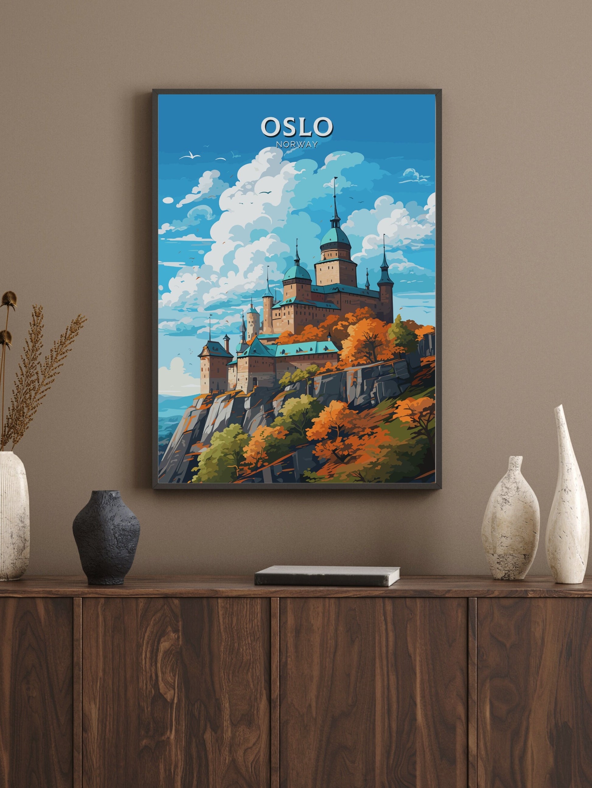 Oslo Print | Oslo Poster | Oslo Norway | Oslo Wall Art | Illustration | Travel Gift | Norway Print | Norway Art | Akershus Fortress ID 574