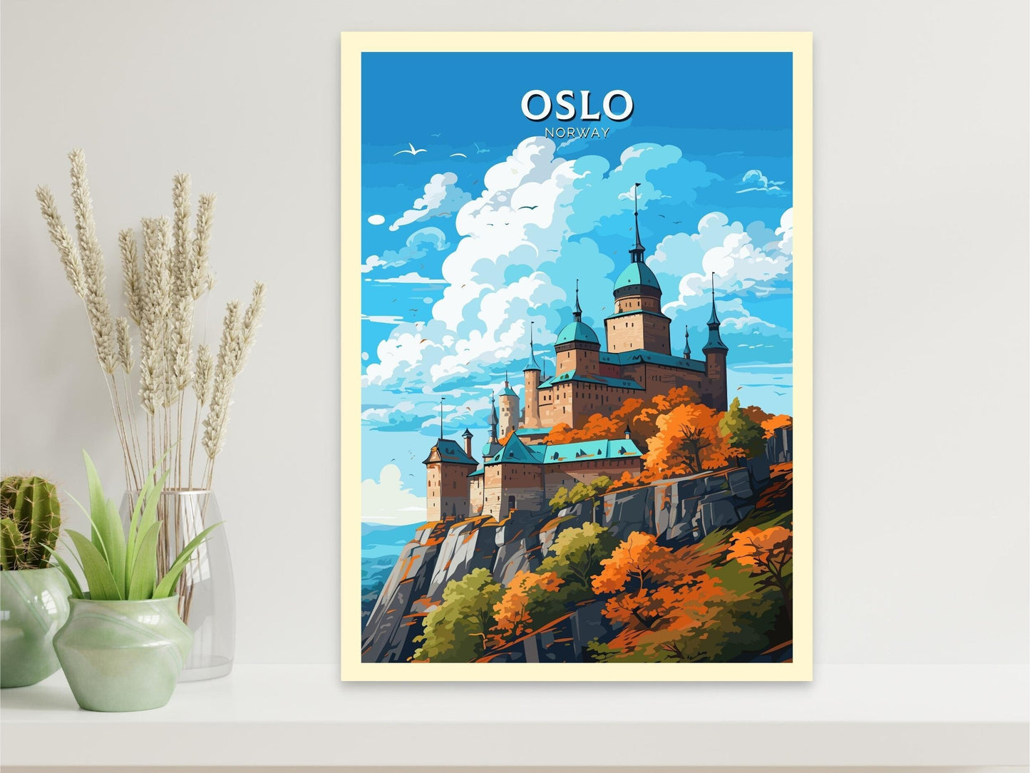 Oslo Print | Oslo Poster | Oslo Norway | Oslo Wall Art | Illustration | Travel Gift | Norway Print | Norway Art | Akershus Fortress ID 574