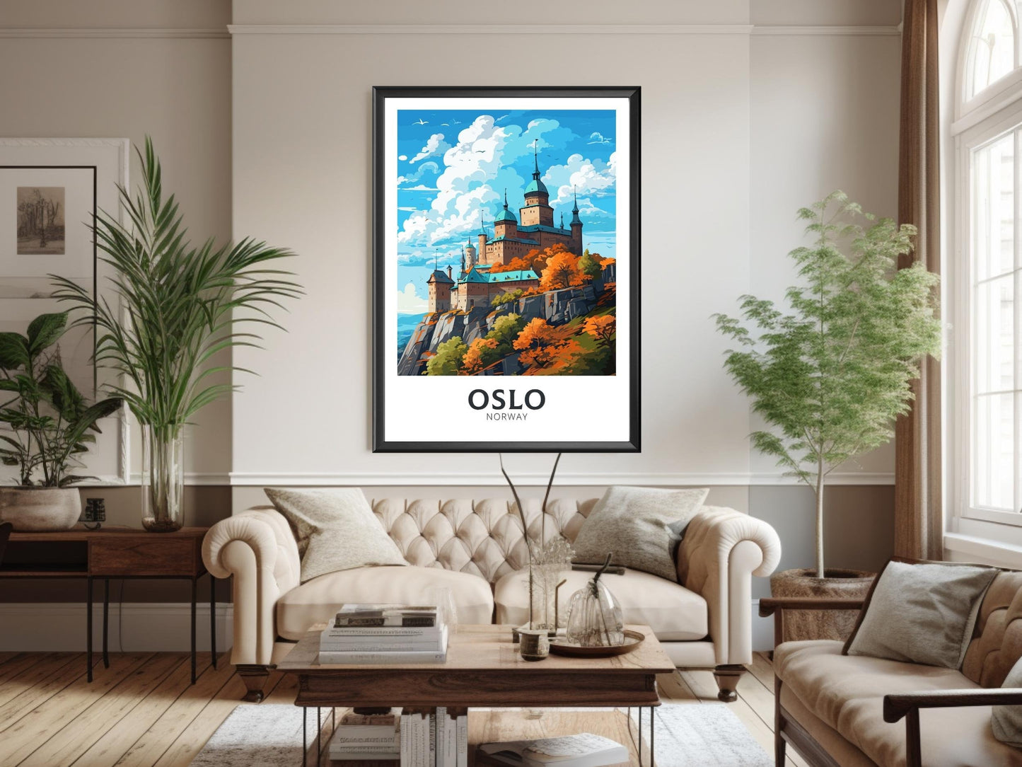 Oslo Poster | Oslo Print | Oslo Norway | Oslo Wall Art | Illustration | Travel Gift | Norway Print | Norway Art | Akershus Fortress ID 575