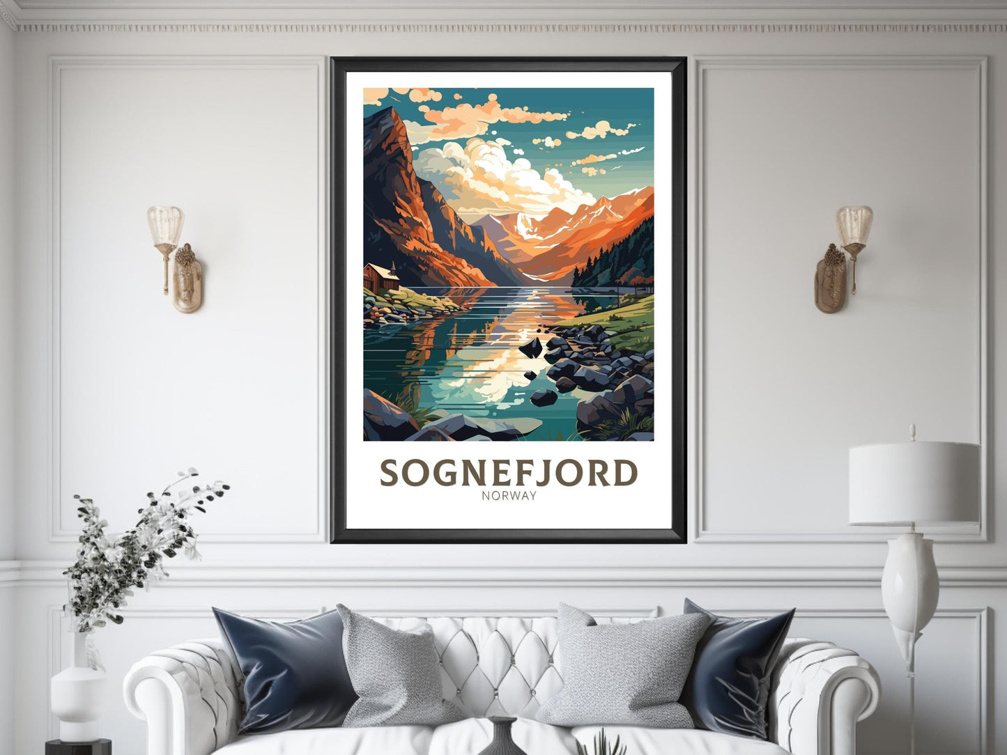 Sognefjord Travel Poster | Sognefjord Travel Print | Norway Poster | Sognefjord Wall Art | Sognefjord Print | Norway Fjords | ID 571