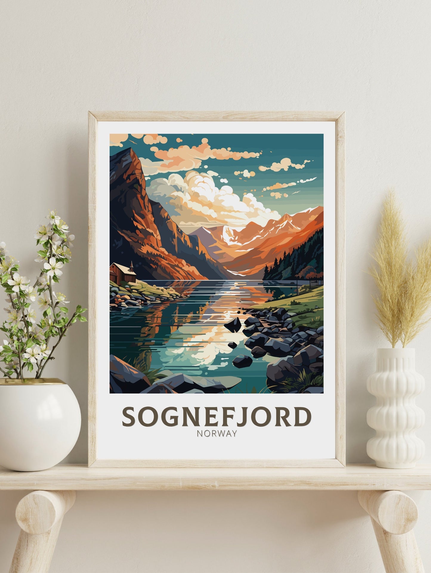 Sognefjord Travel Poster | Sognefjord Travel Print | Norway Poster | Sognefjord Wall Art | Sognefjord Print | Norway Fjords | ID 571