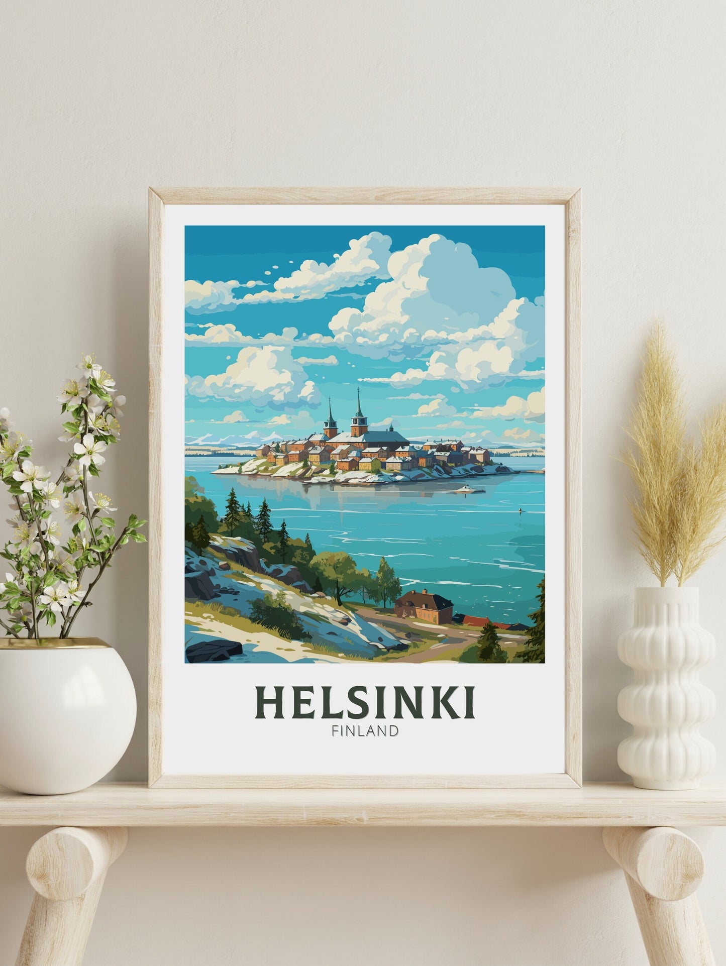 Helsinki Print | Helsinki Poster | Helsinki Art | Helsinki Travel Art | Helsinki Illustration | Finland Print | Suomenlinna fortress ID 579