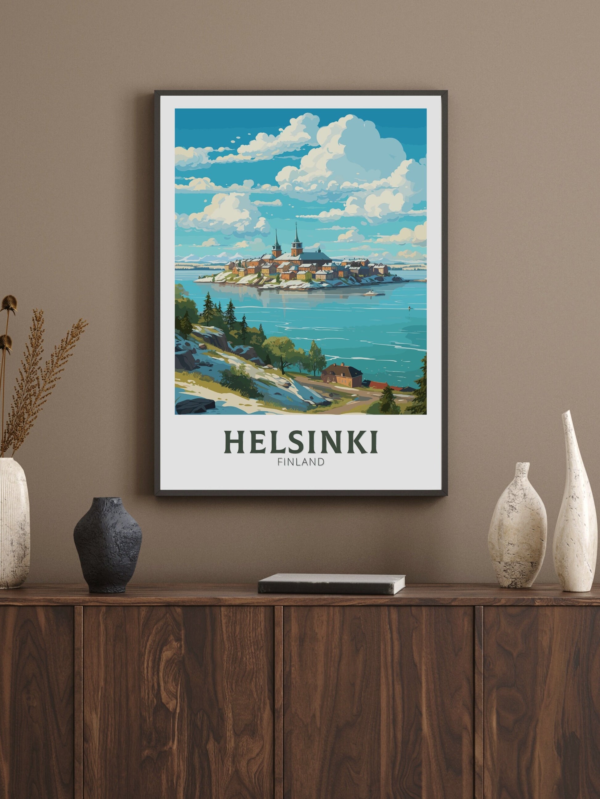 Helsinki Print | Helsinki Poster | Helsinki Art | Helsinki Travel Art | Helsinki Illustration | Finland Print | Suomenlinna fortress ID 579