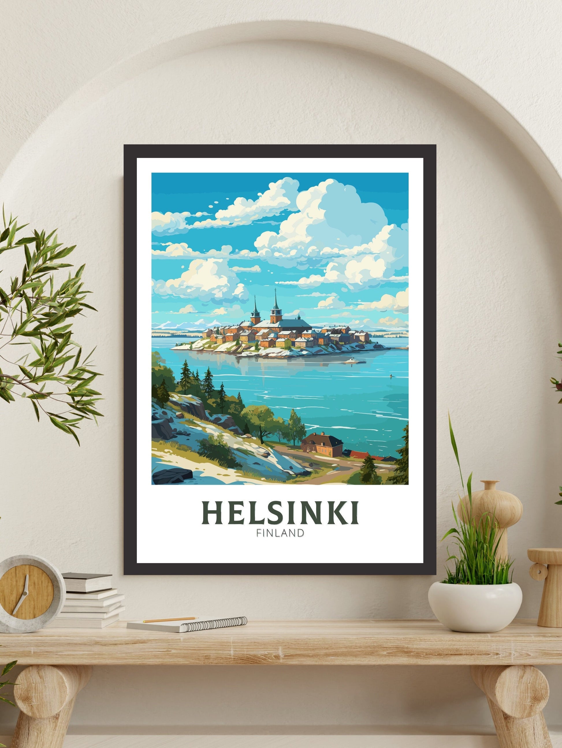 Helsinki Print | Helsinki Poster | Helsinki Art | Helsinki Travel Art | Helsinki Illustration | Finland Print | Suomenlinna fortress ID 579