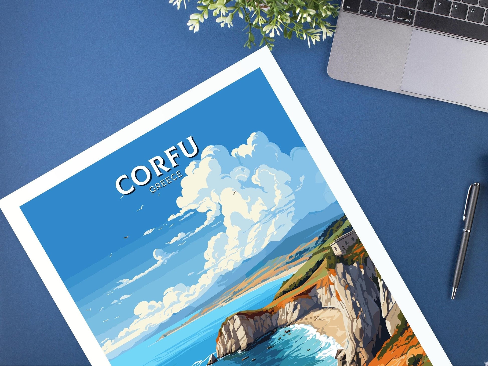 Corfu Print | Corfu Travel Poster | Illustration | Greece Print | Greece Home Décor | Corfu Art | Greek poster | Corfu Island | ID 582