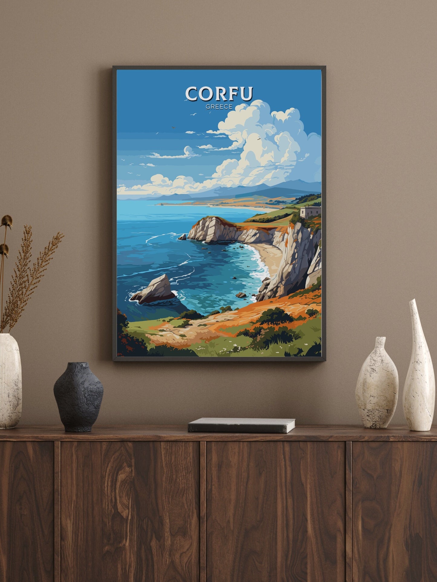 Corfu Print | Corfu Travel Poster | Illustration | Greece Print | Greece Home Décor | Corfu Art | Greek poster | Corfu Island | ID 582