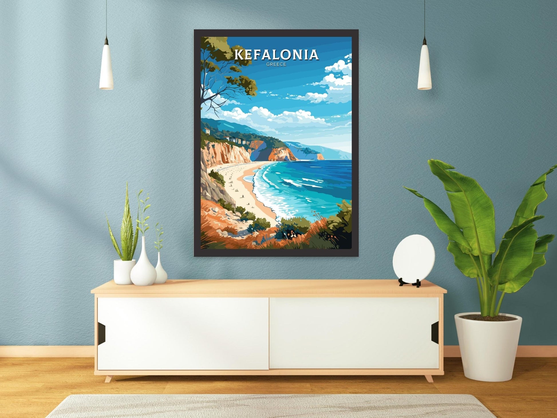 Kefalonia Print | Kefalonia Travel Poster | Illustration | Greece Print | Greece Home Décor | Kefalonia Art | Greece poster | ID 584