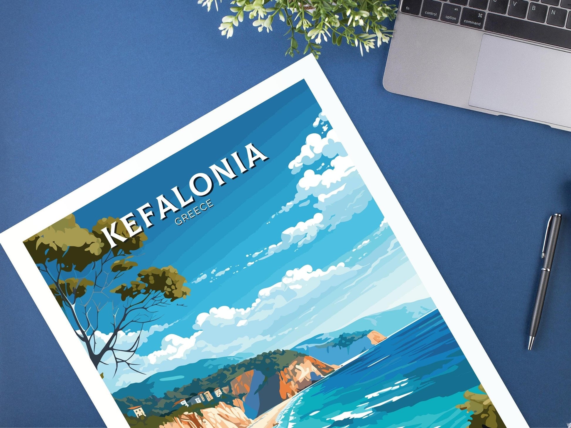 Kefalonia Print | Kefalonia Travel Poster | Illustration | Greece Print | Greece Home Décor | Kefalonia Art | Greece poster | ID 584