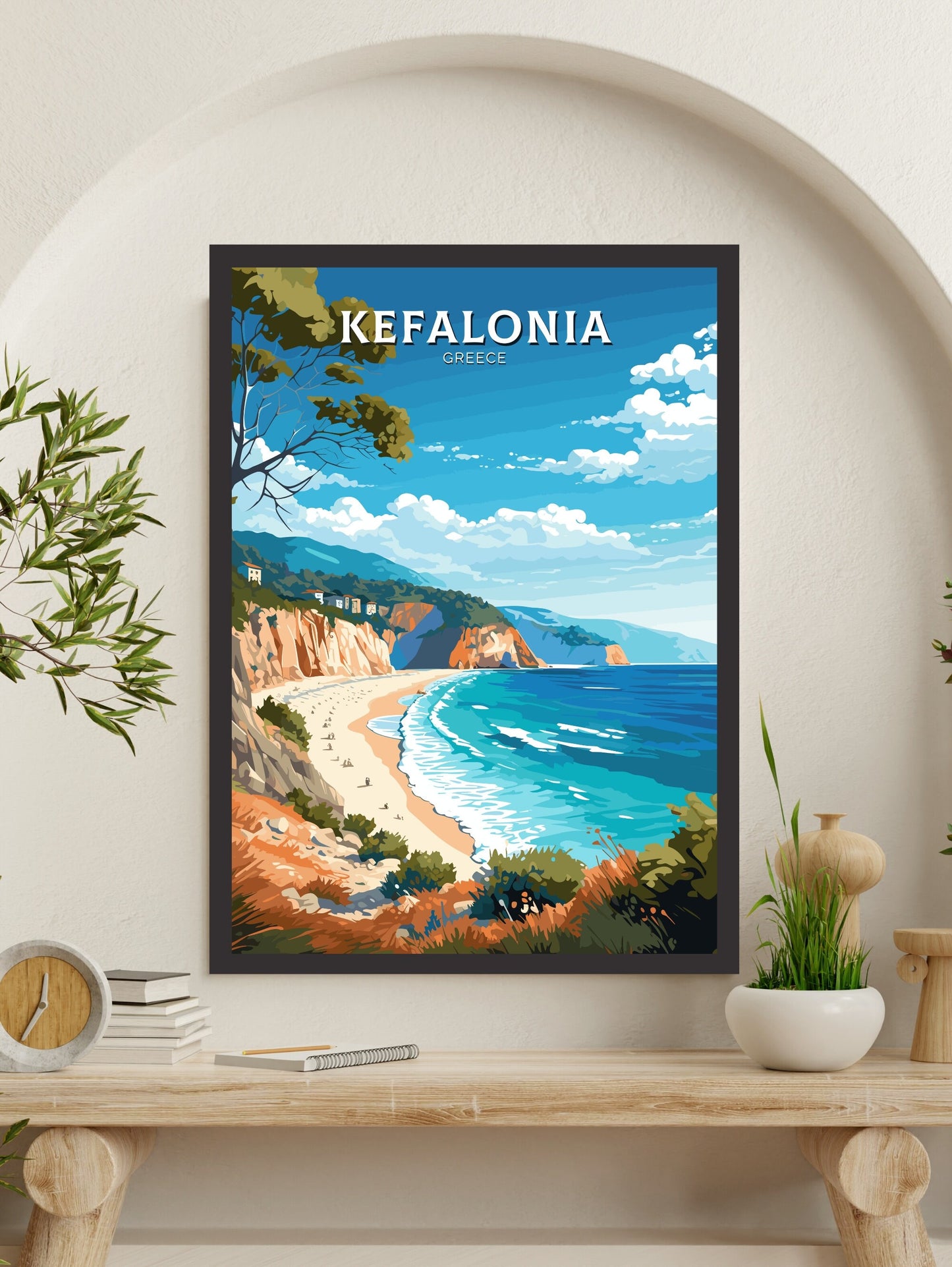 Kefalonia Print | Kefalonia Travel Poster | Illustration | Greece Print | Greece Home Décor | Kefalonia Art | Greece poster | ID 584