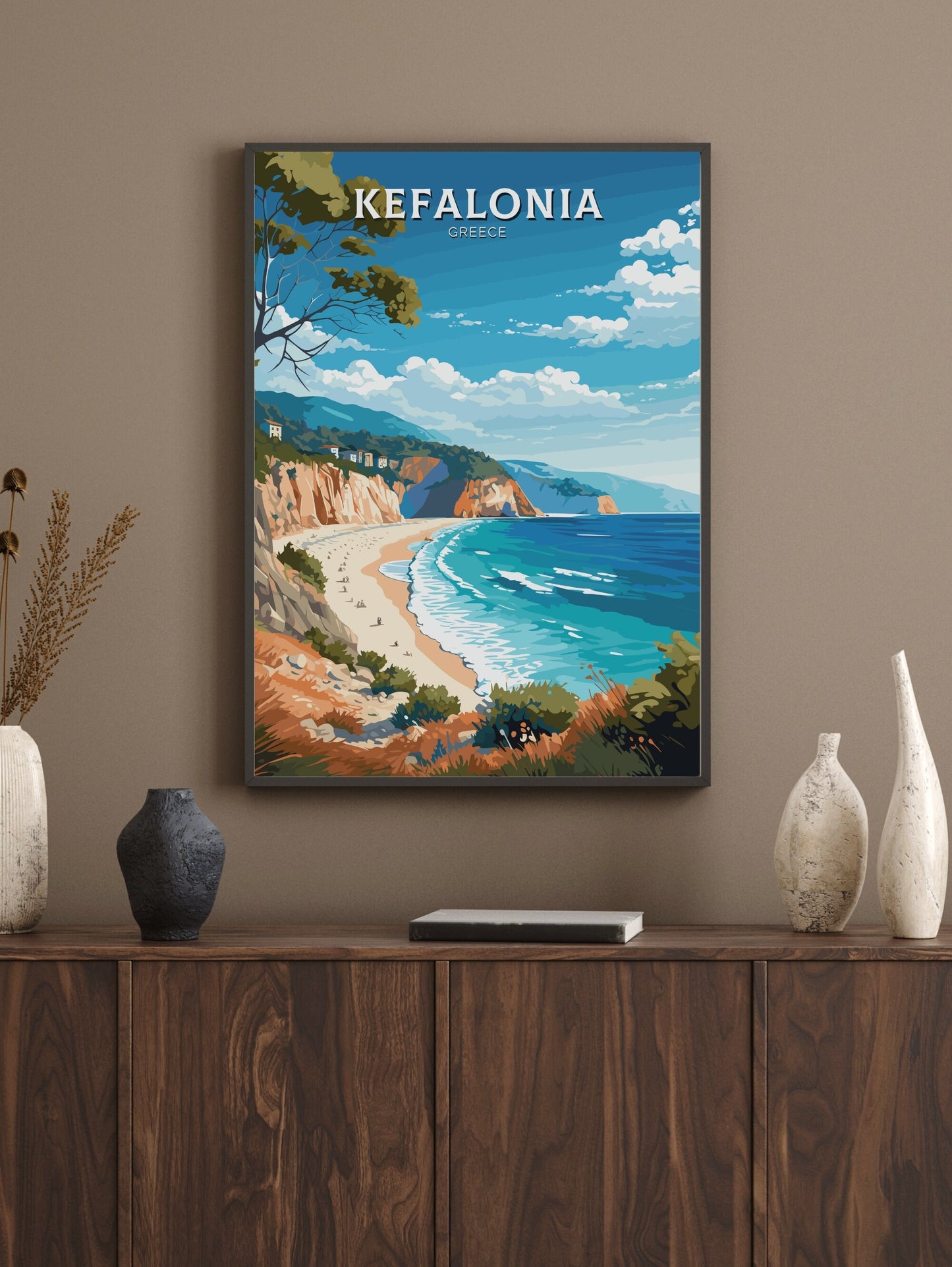 Kefalonia Print | Kefalonia Travel Poster | Illustration | Greece Print | Greece Home Décor | Kefalonia Art | Greece poster | ID 584